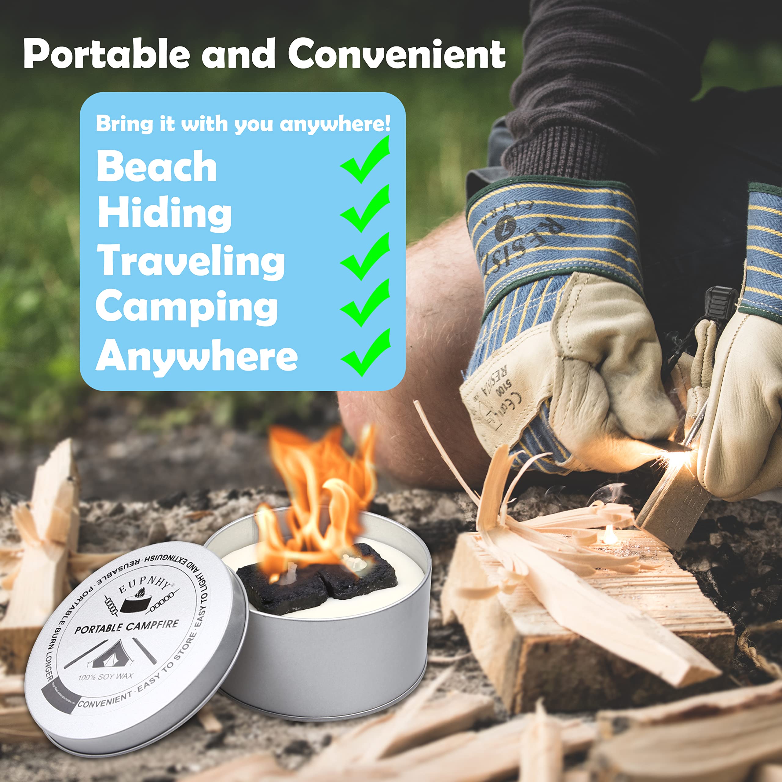 2 Pack Portable Campfire - Lightweight Fire Pit for Smores & Outdoor Cooking | 3-5 Hour Burn Time, No Embers, Easy Cleanup | Perfect for Camping, Backyard, Beach & Picnic Gifts | Compact & Convenient Travel Fire Pit Set