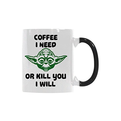 Funny Heat Changing Coffee Mug - 11oz Color Changing Cup with 'I Need Coffee or I Will Kill You' Quote - Perfect for Office Gifts, Coffee Lovers & Pranks