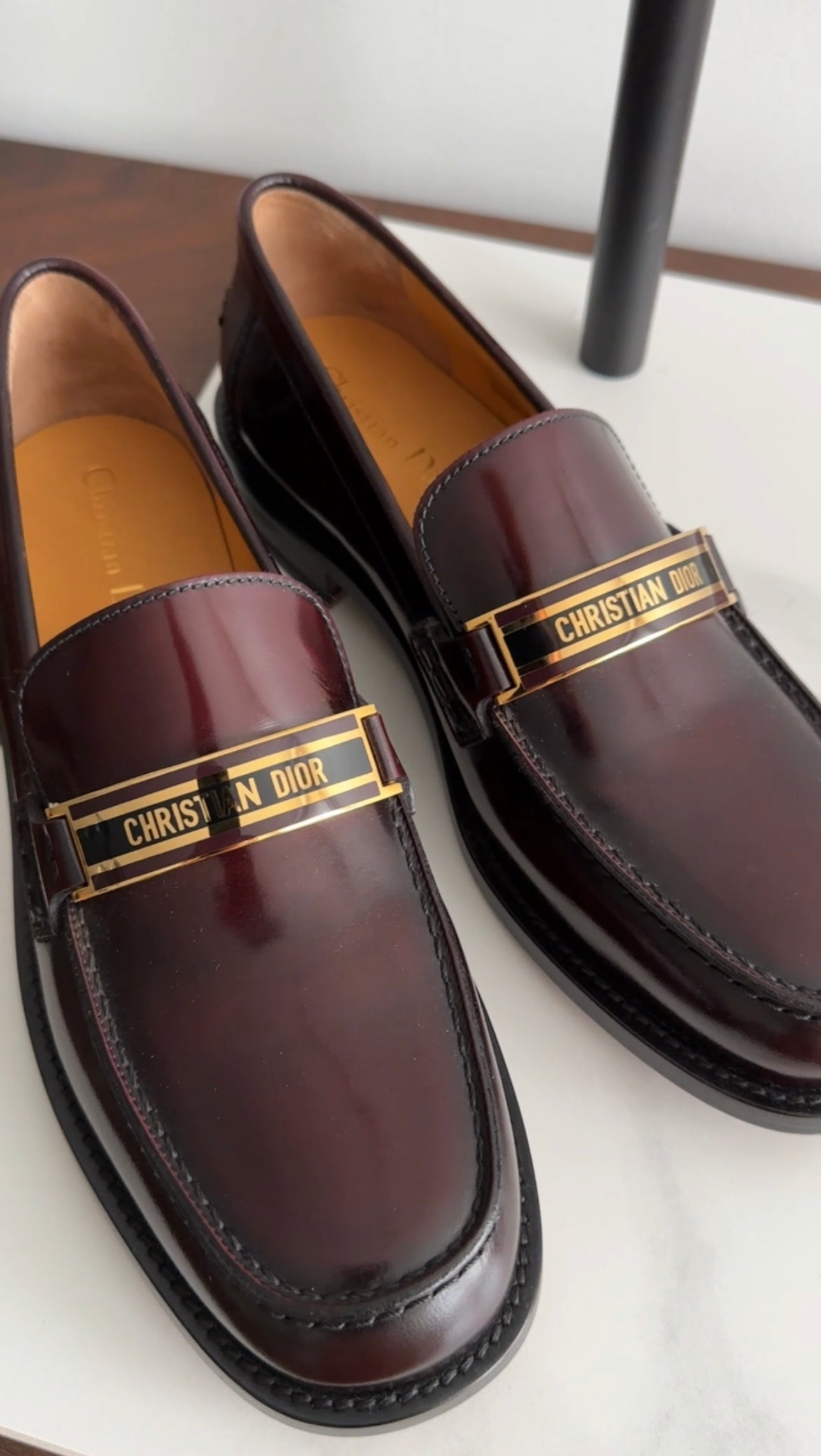 Dior Dark Mahogany Brown Monogram Logo Plaque Loafers Size 39.5/9 - Luxury Designer Slip-On Shoes for Men, Perfect for Business Casual & Formal Occasions