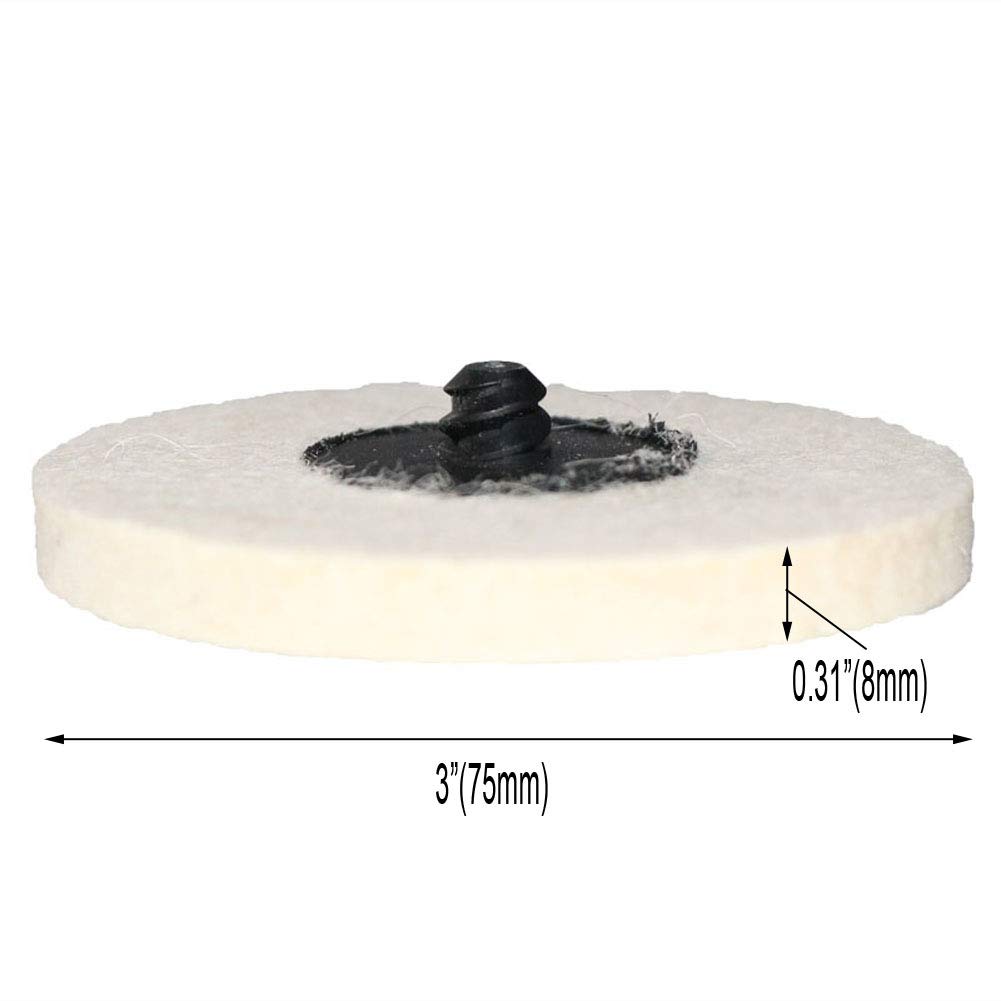3 Inch 10-Pack Wool Felt Sanding Pads - Quick Change Disc Roll Lock for Surface Polishing & Buffing - Perfect for Woodworking, Metal Finishing & DIY Projects