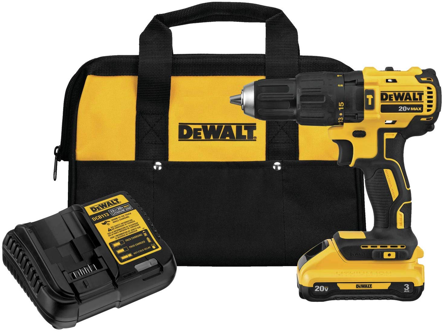 DEWALT 20V MAX Compact Brushless Hammer Drill (DCD778C1) - Certified Refurbished with Full Warranty - Ideal for DIY Projects, Home Repairs & Professional Construction Work