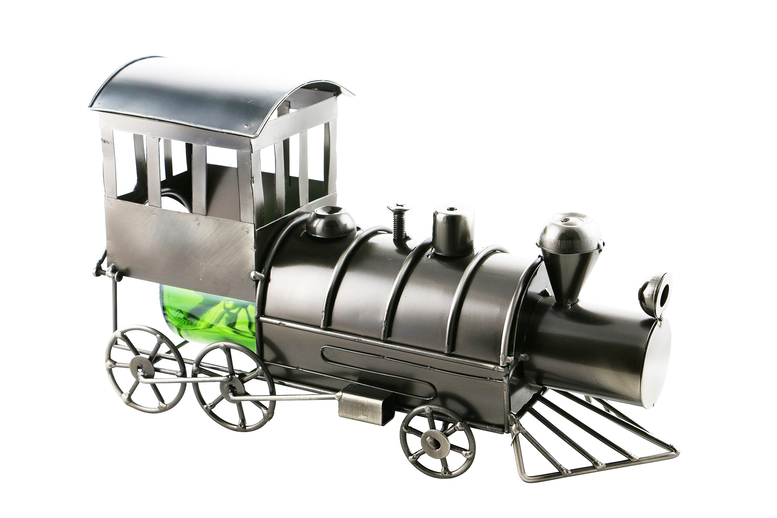 Stainless Steel Wine Bottle Holder for Train Lovers - Elegant Charcoal Finish | Perfect for Home Bar, Kitchen, and Wine Enthusiast Gifts