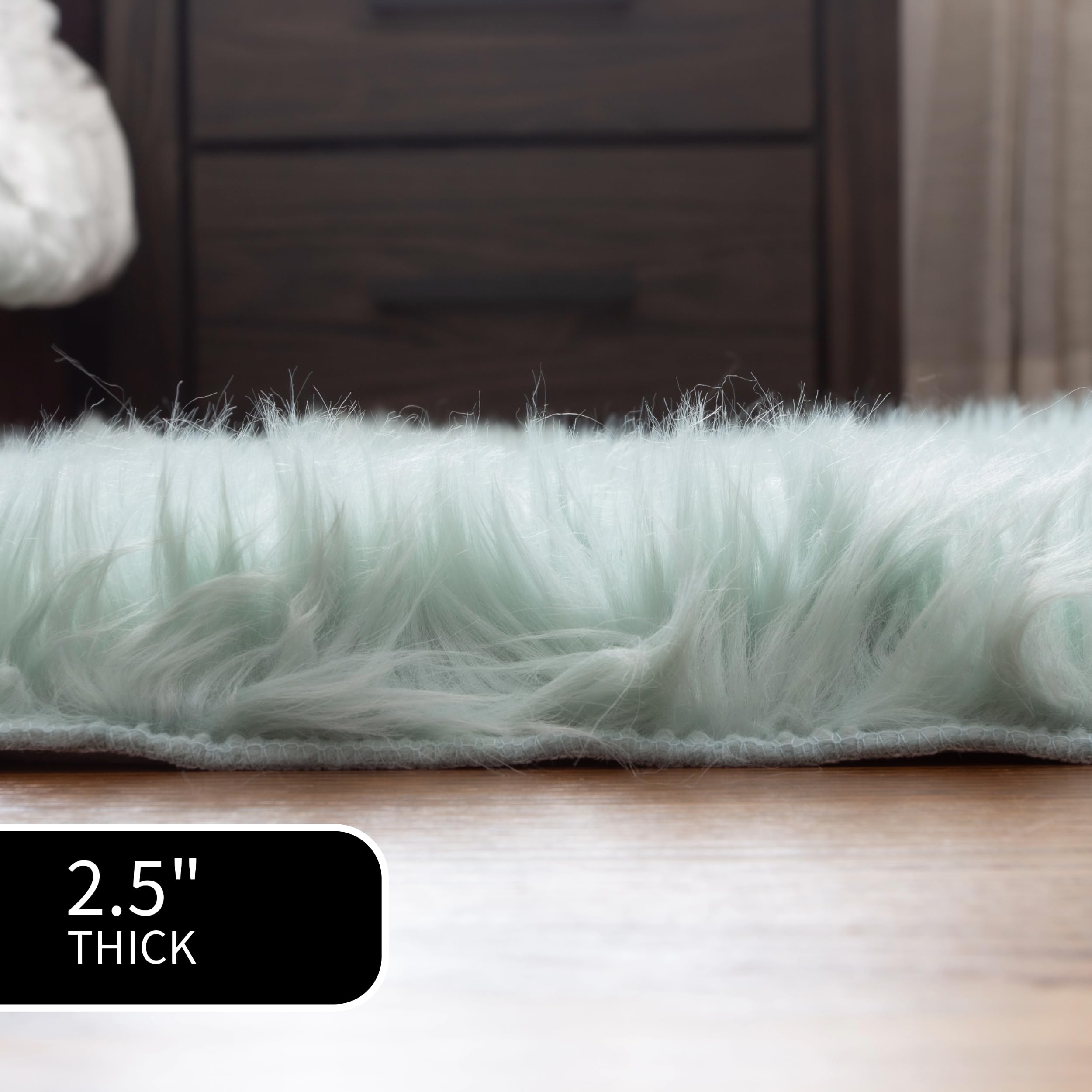 Ultra Soft Fluffy Faux Sheepskin Area Rug - 5x7 Feet Teal Shaggy Carpet for Bedroom, Living Room & Nursery | Cozy Home Decor, Floor Mat for Kids Play Area