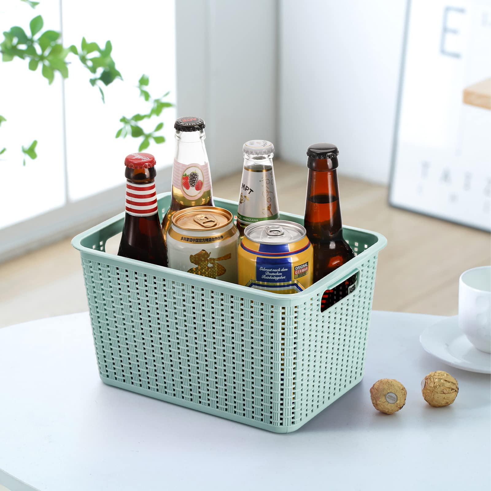 WUWEOT 9 Pack Plastic Storage Baskets with Handles - 10