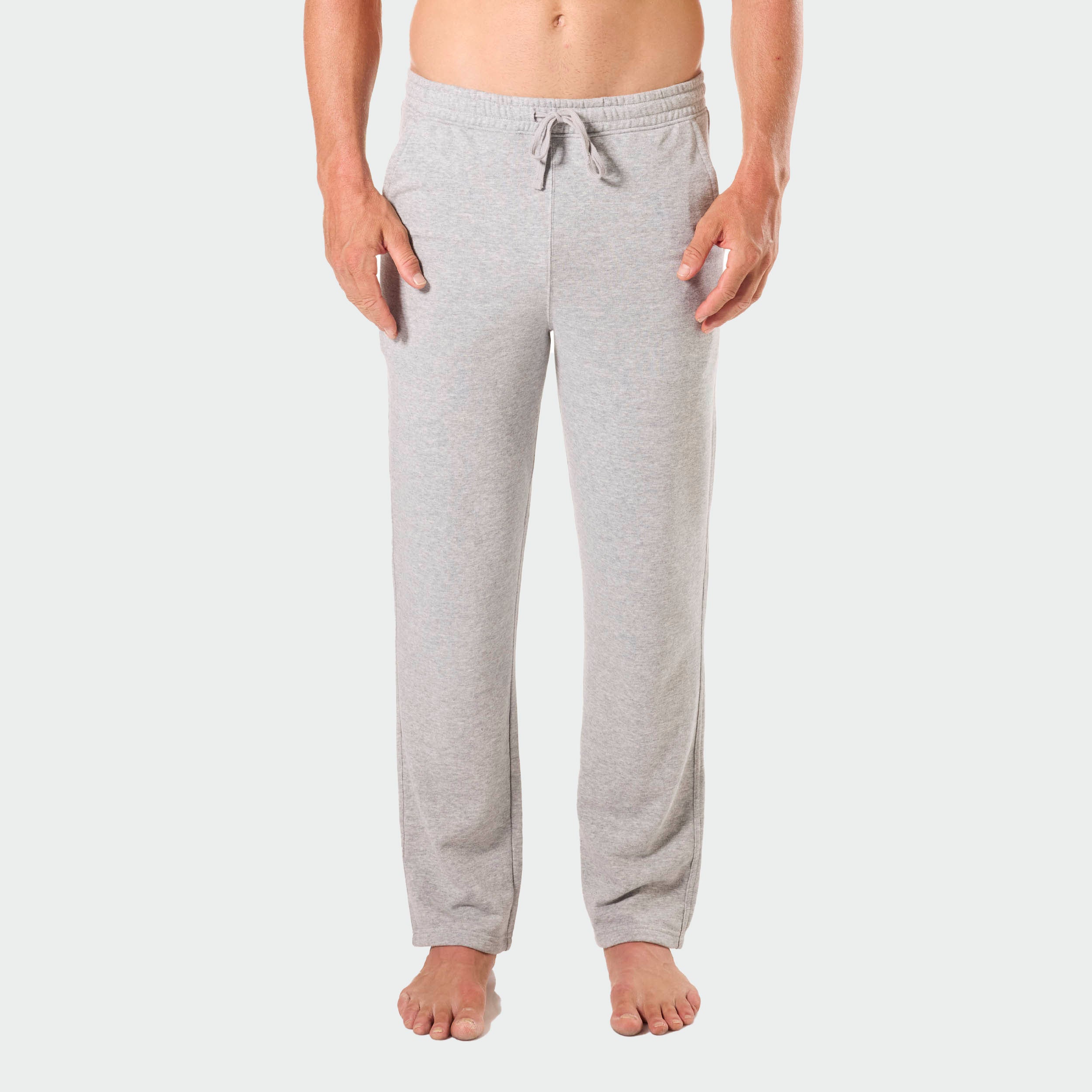 Men's Relaxed Cotton French Terry Sleep Pants - Soft Lounge Pajama Bottoms for Comfortable Sleep & Relaxation at Home - Grey Marle