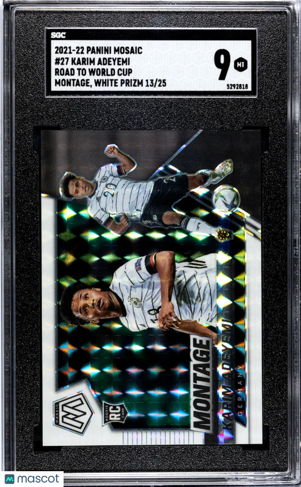 2021 Panini Mosaic Road To World Cup Karim Adeyemi White Prizm SGC 9 /25 - Rare Soccer Trading Card for Collectors & World Cup Fans - Perfect for Sports Memorabilia Displays & Investment Collections