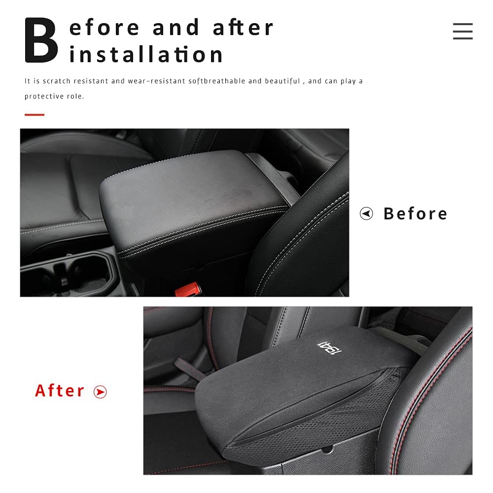 INTGET Car Center Console Cover for Jeep Gladiator & Wrangler JL/JLU (2018-2023) - Armrest Pad Accessories for Sahara/Sport/Rubicon/Unlimited Models - Durable & Comfortable for Road Trips & Daily Commutes
