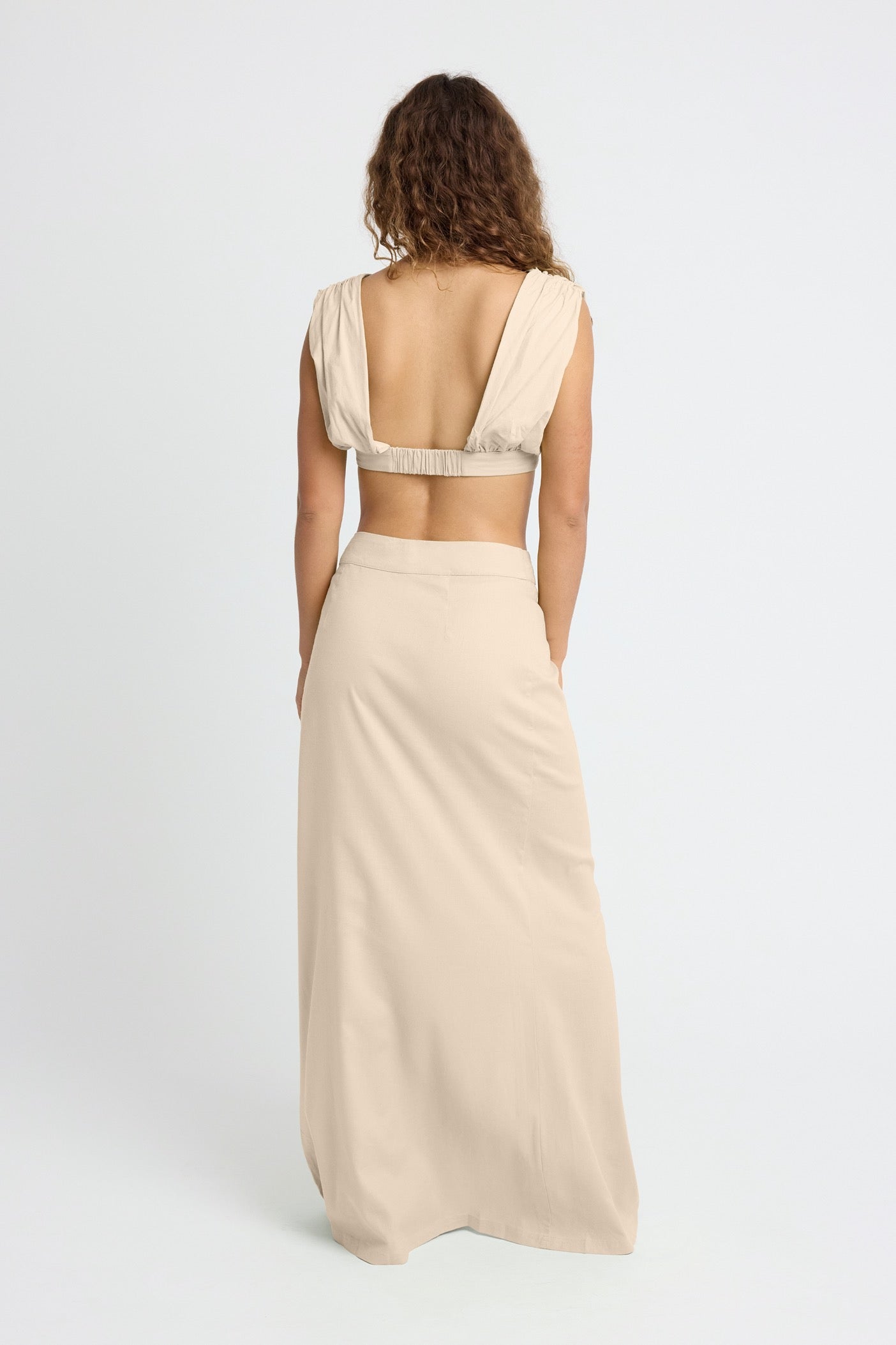 Callen Linen Maxi Skirt for Women - Flowy Boho Summer Skirt with Side Slits | Coconut Color | Perfect for Beach Vacations, Music Festivals & Casual Outings
