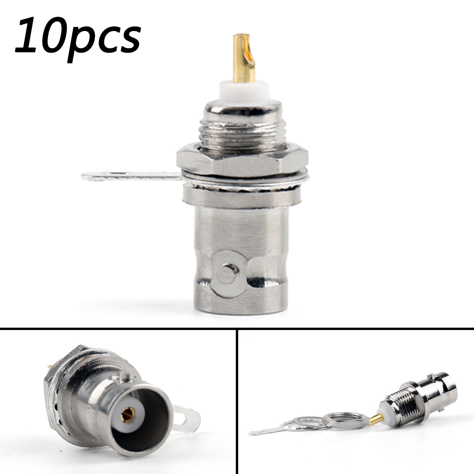 10Pcs BNC Female Bulkhead Connectors - Solder Panel Mount Straight - Perfect for CCTV, Audio/Video Equipment & Security Systems