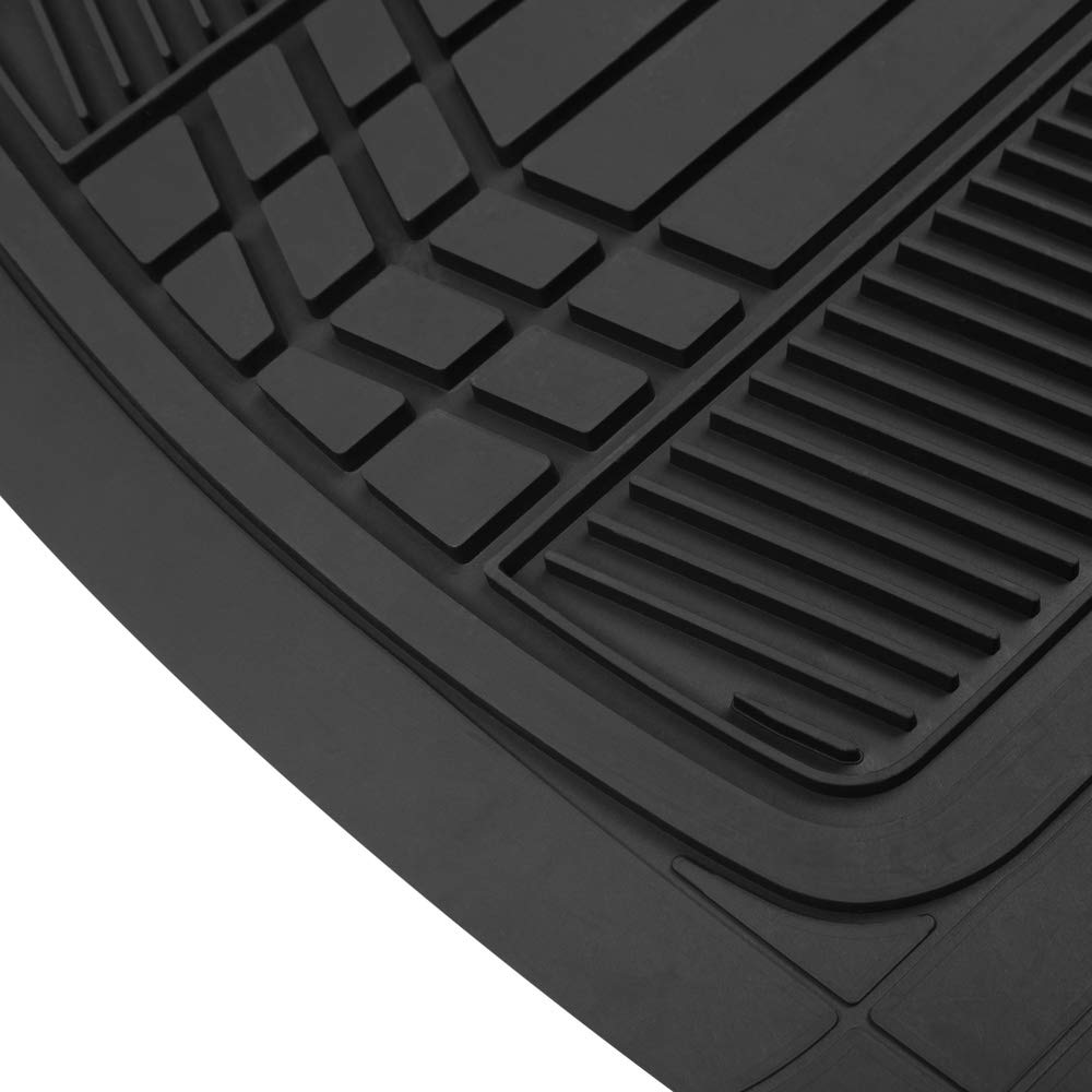 Premium BDK Rubber Car Floor Mats - All Weather, Waterproof, 4-Piece Set with Sporty Two-Tone Design - Universal Fit for Cars, SUVs & Trucks - Durable Carpet Protector for Daily Commute, Road Trips & Off-Road Adventures