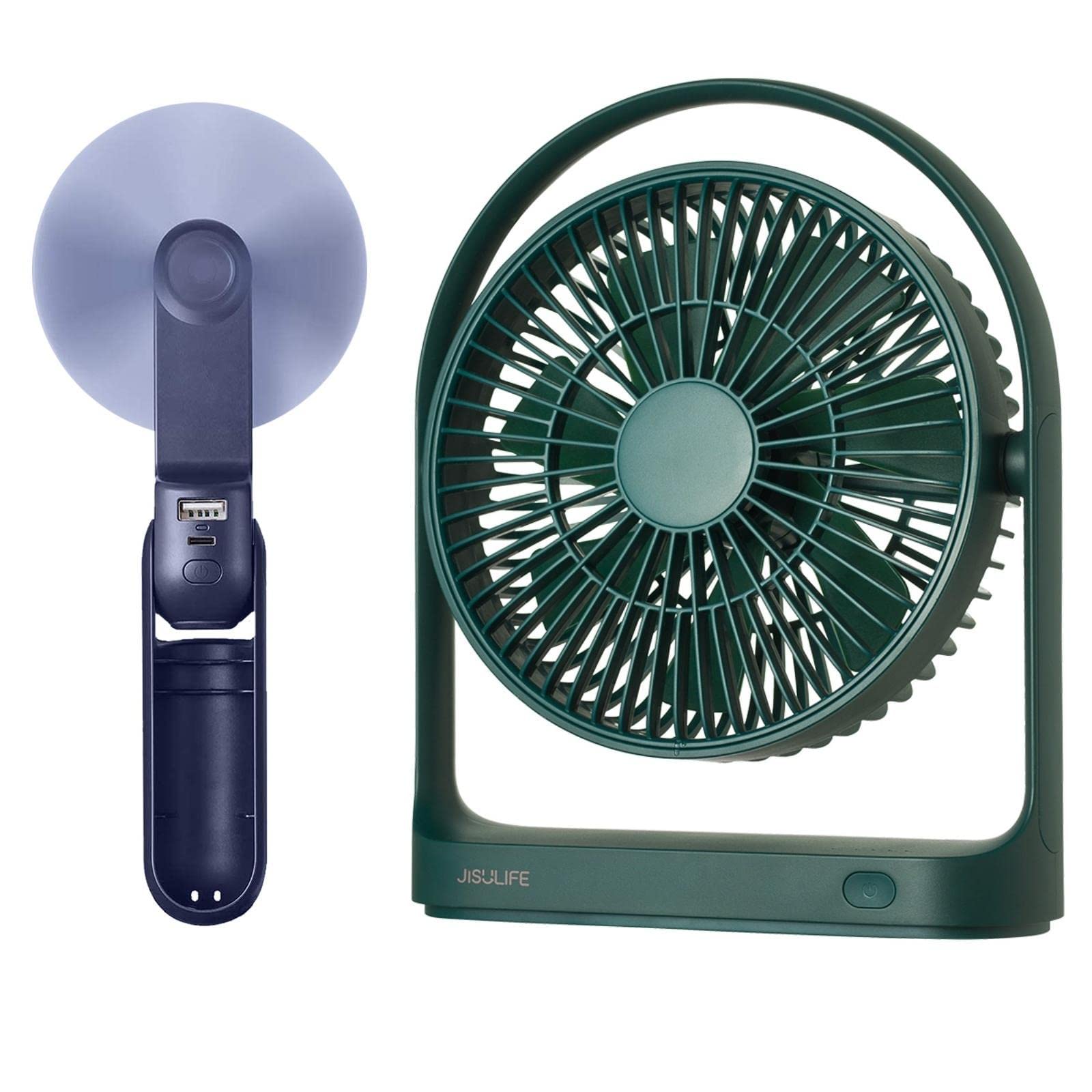 JISULIFE Portable Handheld Fan & Small Desk Fan - USB Rechargeable Battery Operated Mini Fan for Home, Office, Travel, Outdoor Activities - Perfect for Summer, Camping, Gym, and Baby Stroller Use