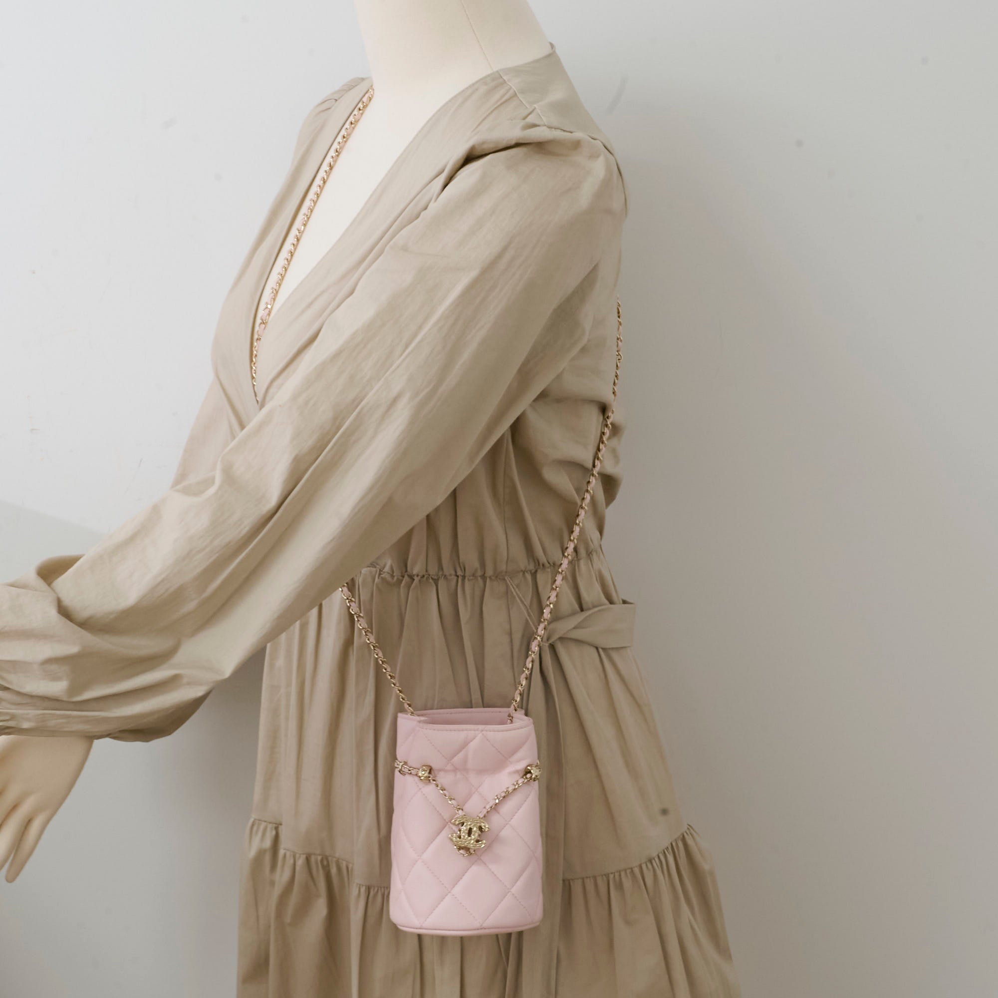 Chanel Micro Drawstring Bucket Bag in Light Pink | 32 Series | Luxury Crossbody Purse for Women | Perfect for Date Night, Travel & Everyday Use