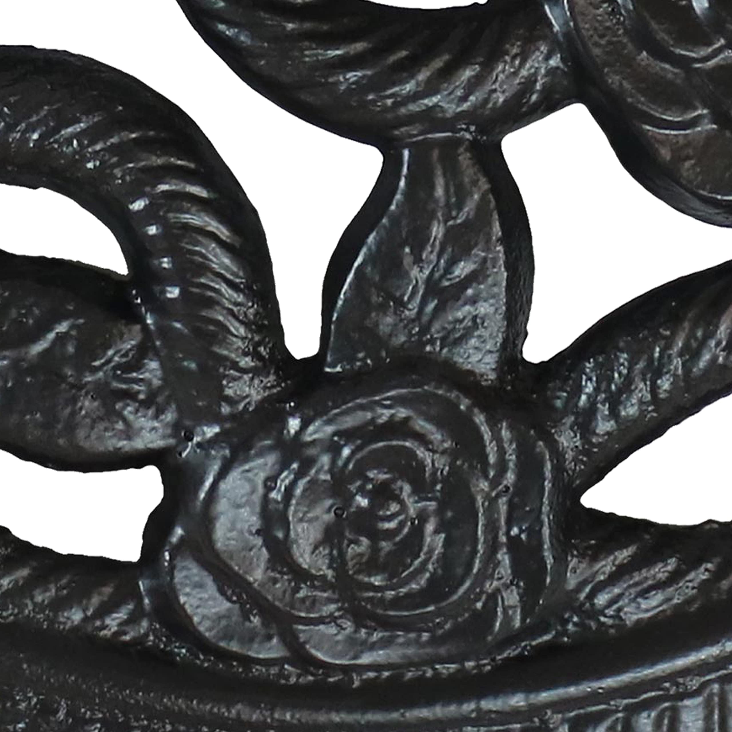 Heavy Duty Cast Iron Patio Umbrella Base Stand with Decorative Rose Blossom Design - 16-Inch Diameter Black Outdoor Umbrella Weight - Perfect for Garden, Poolside & Backyard Relaxation