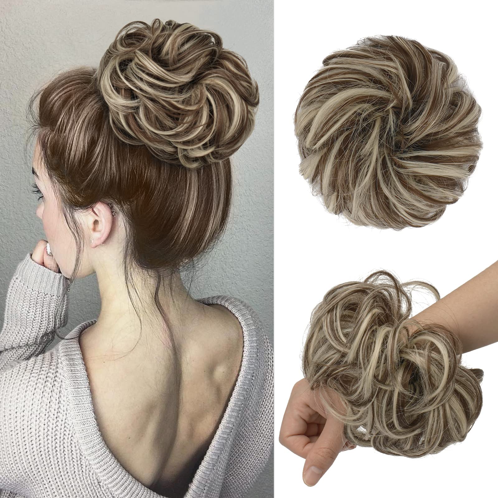 Large Curly Hair Bun Scrunchie Extension - Perfect for Ponytails, Updos & Everyday Hairstyles