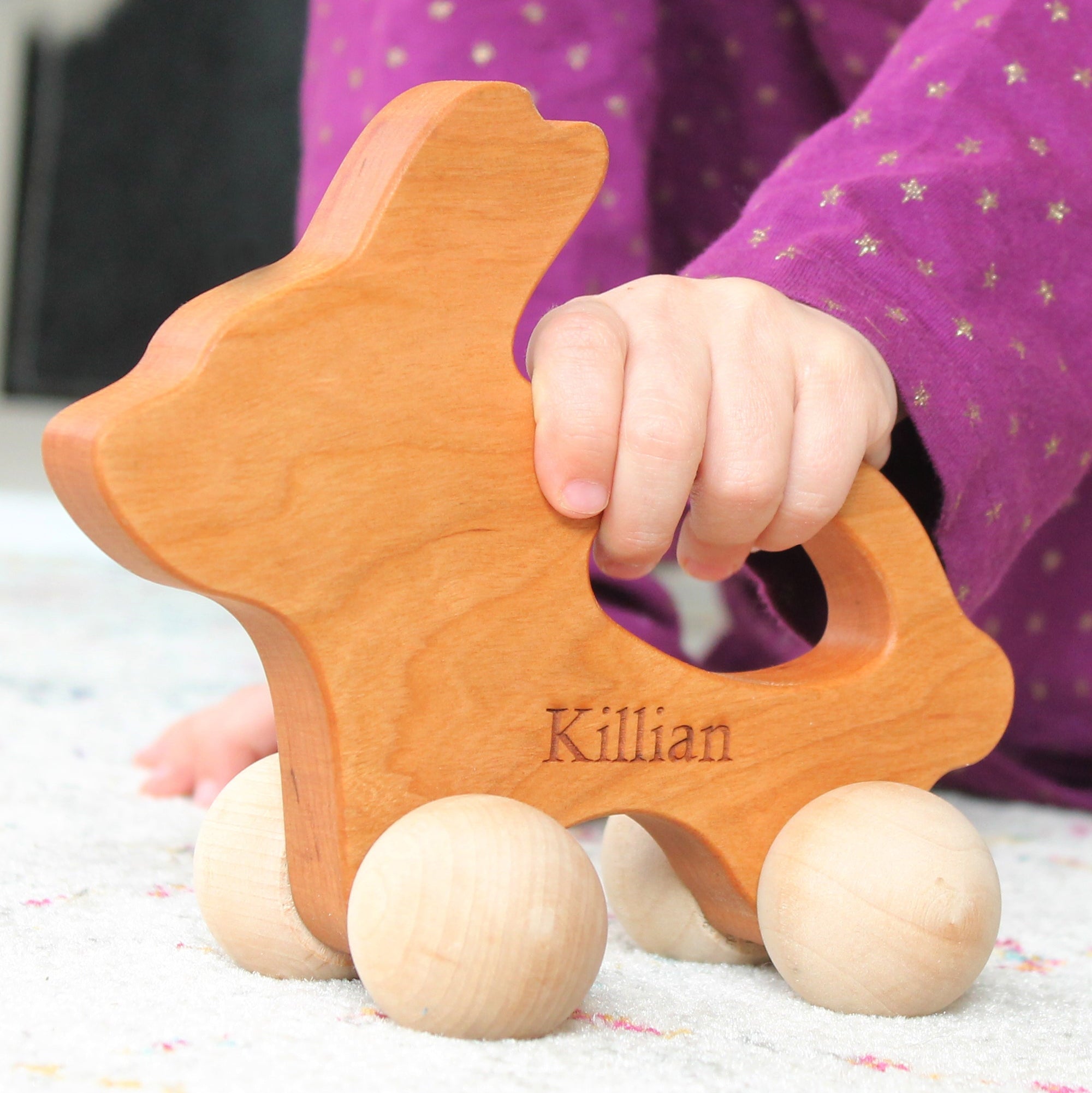 Imperfect Bunny Wooden Push Toy - Eco-Friendly Wooden Baby Walker for Toddlers - Perfect for Indoor Play, Learning to Walk & Montessori Activities