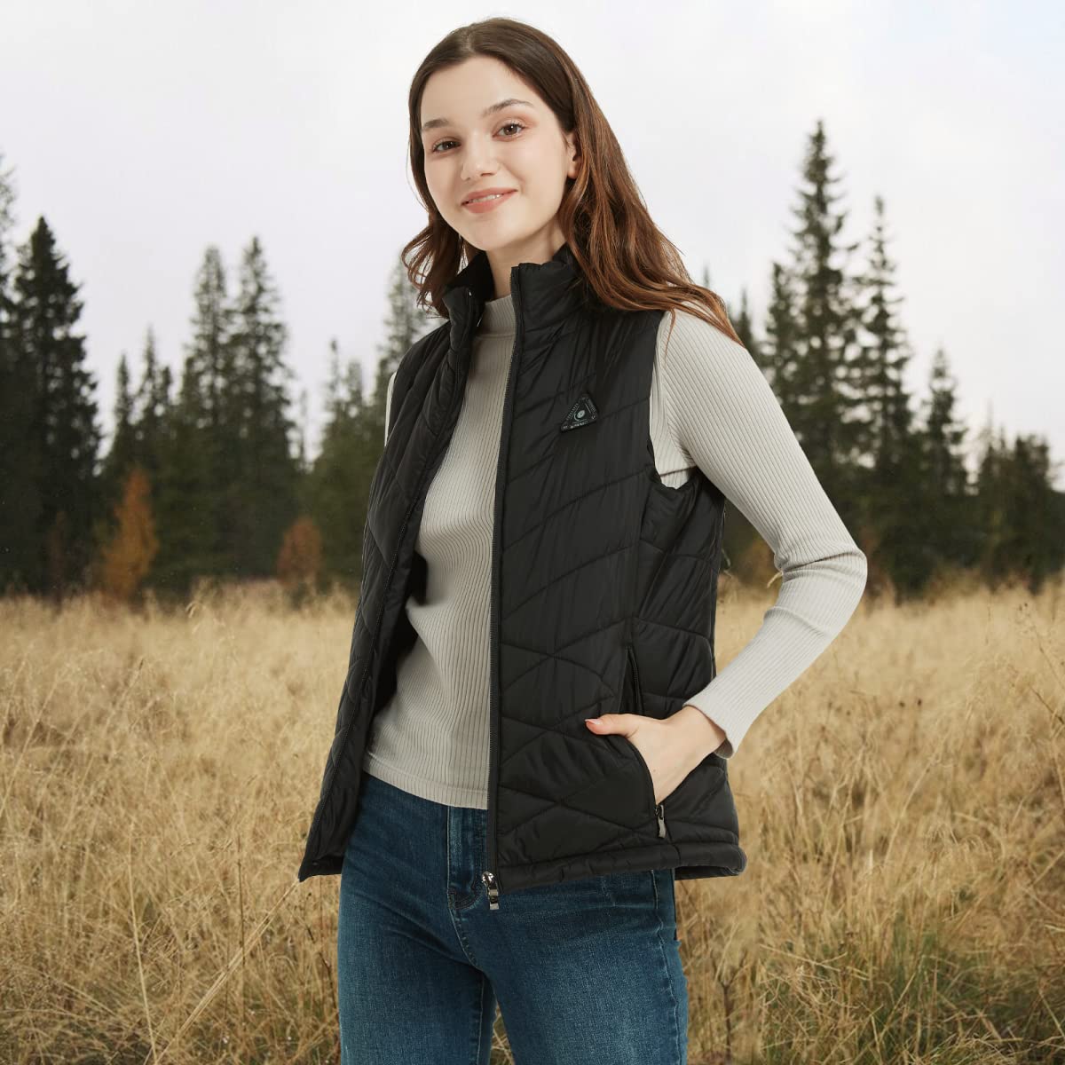 KOVNLO Women's Electric Heated Vest with Rechargeable Battery Pack - Smart Temperature Control & LED Light Design - Perfect for Outdoor Activities, Winter Sports & Cold Weather Commuting