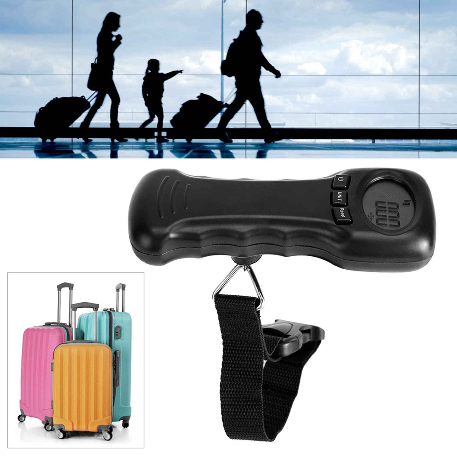 Digital Luggage Scale 110lb - Portable Hanging Baggage Scale with LCD Display for Travel - Perfect for Airports, Cruise Ships & Suitcase Weight Check Before Flights