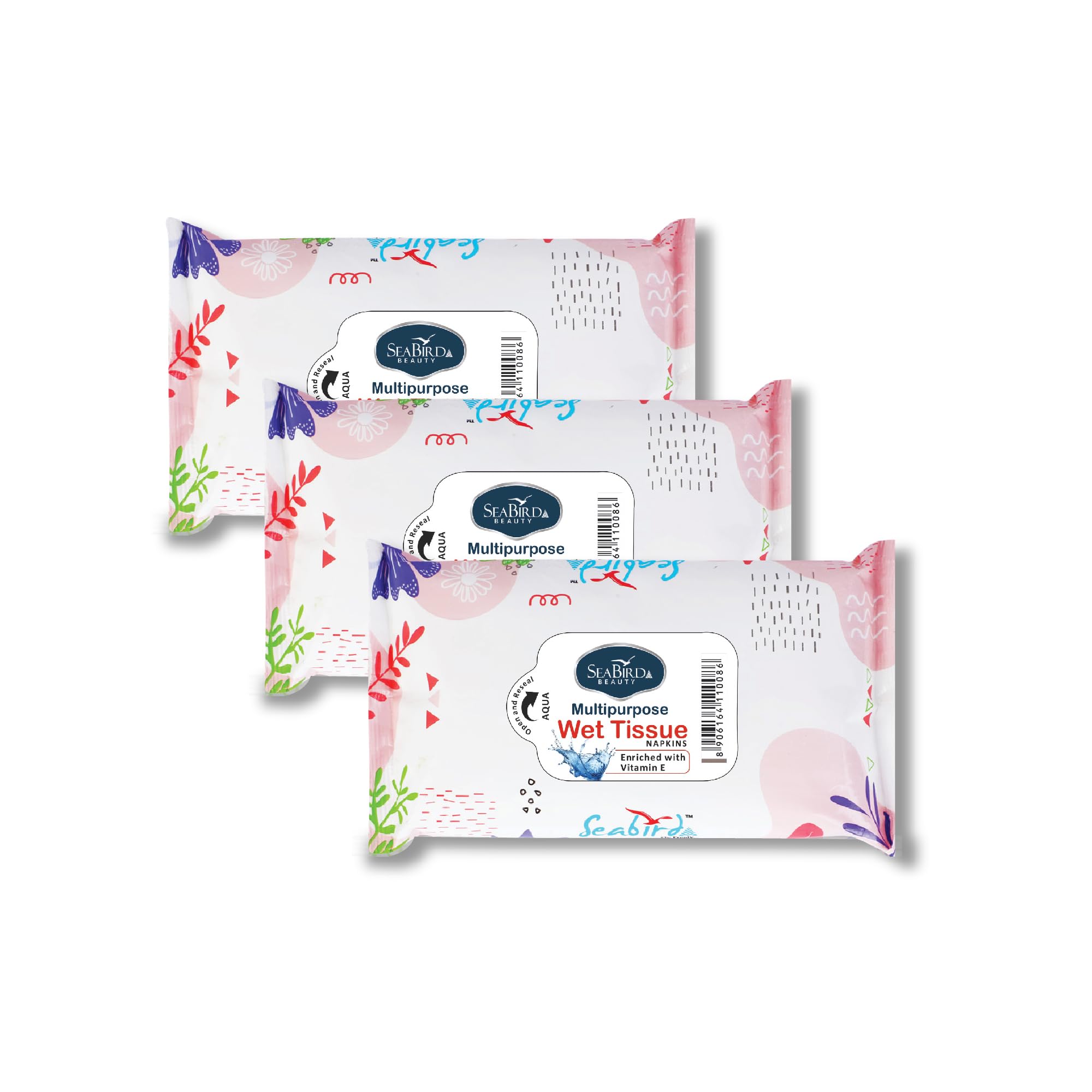 **Seabird Gentle Natural Water-Based Face Wipes for Adults – Oil-Free Facial Cleansing Wipes for Daily Skin Care | Hydrating & Refreshing | Pack of 3 (Aqua Scent) – Perfect for Travel, Gym & On-the-Go Use**