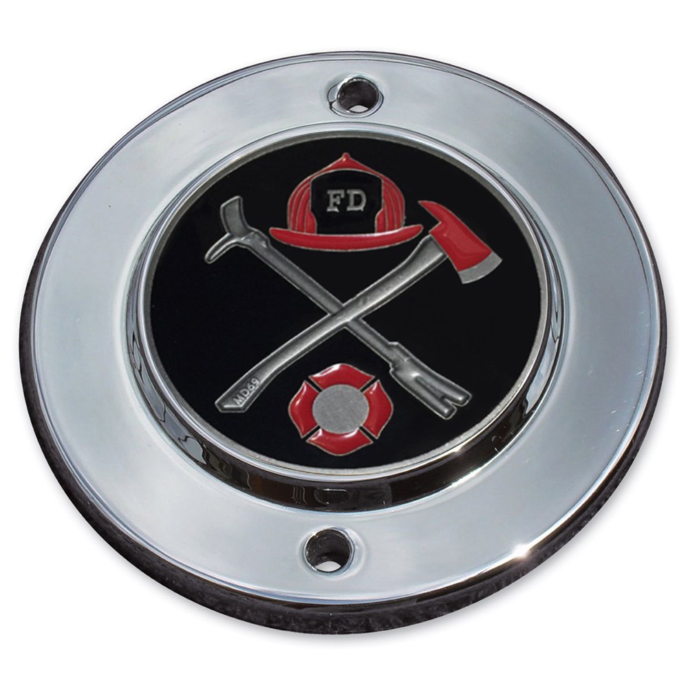 Firefighter Axe & Halligan Tool - Harley Sportster & Evo 2-Hole Timing Cover Coin Mount Set for Emergency Rescue & Motorcycle Customization