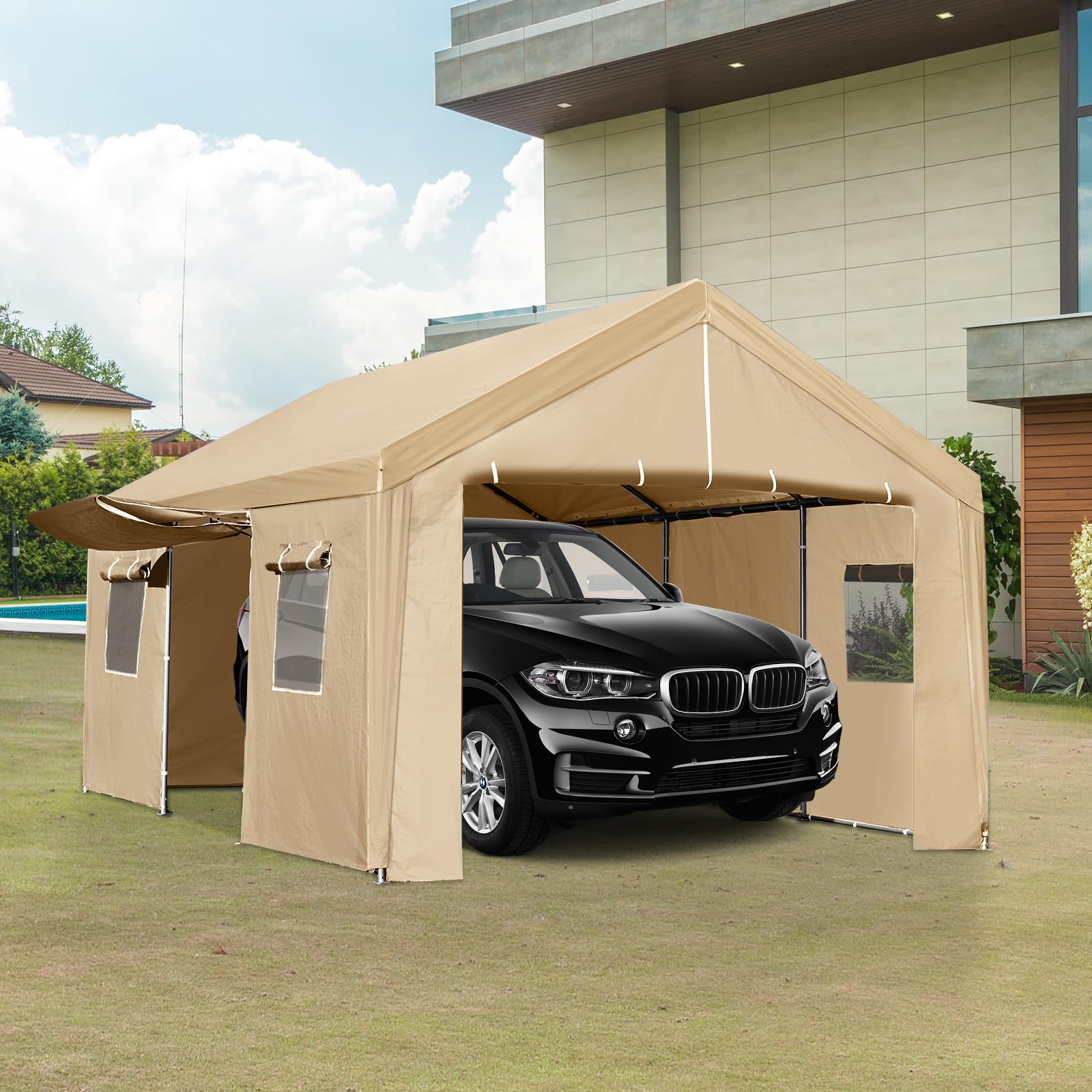 GARVEE 13'x20' Heavy Duty Car Canopy Storage Shed - Portable Garage Shelter for Vehicle, Boat & Outdoor Equipment Protection | Weatherproof & Easy Assembly