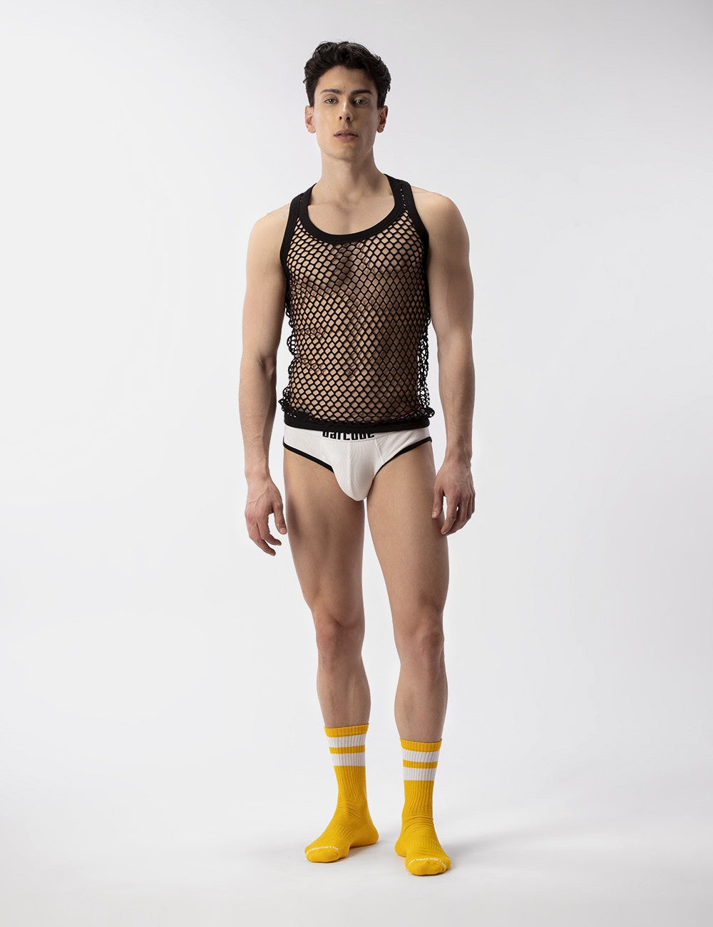 Barcode Berlin Daniya Fishnet Tank Top - Black | Sexy Mesh Crop Top for Women | Perfect for Night Out, Clubwear, and Party Outfits