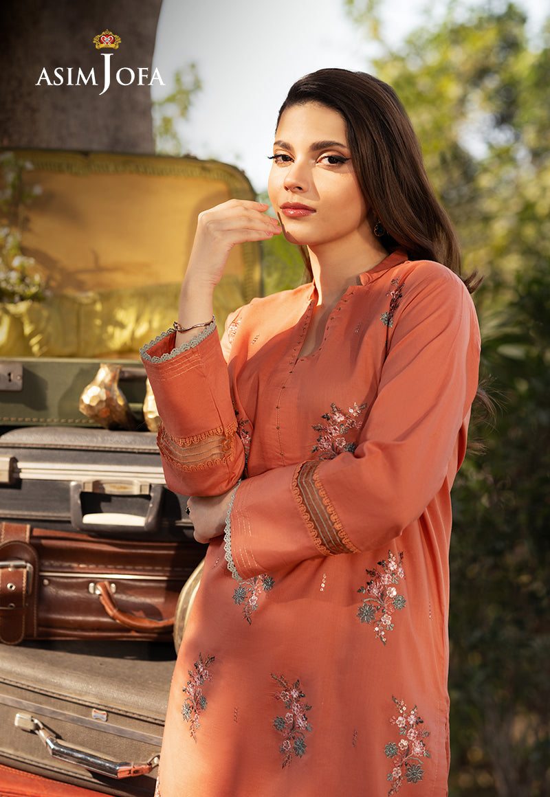 Asim Jofa Cambric Orange Stitched Suit for Men - Premium Formal Wear for Weddings, Business Meetings & Special Occasions