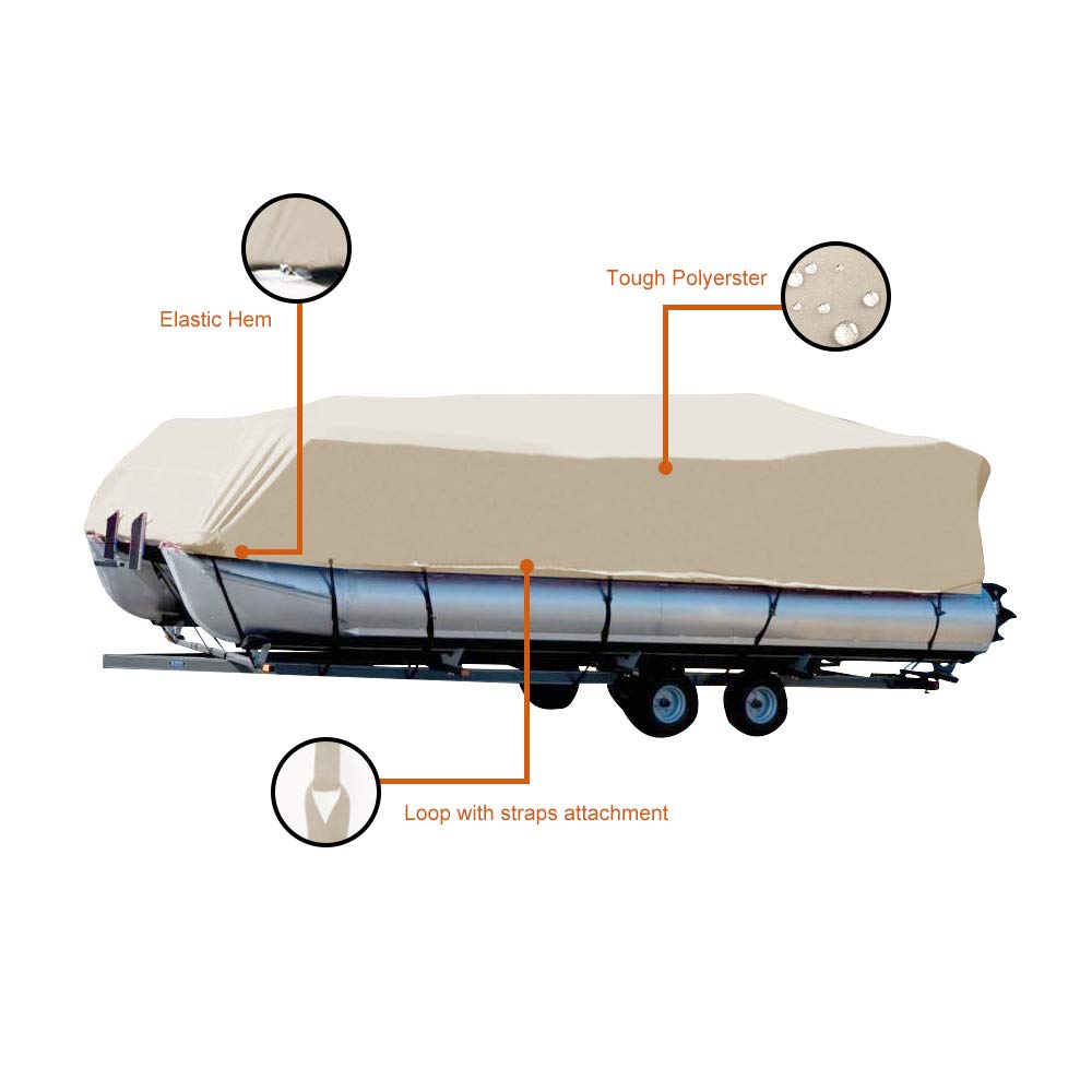 Seamander Heavy Duty Waterproof Pontoon Boat Cover - Fits 21ft to 24ft Boats with Beam Width Up to 102 inches | Trailerable Protection for Outdoor Storage & Marine Use