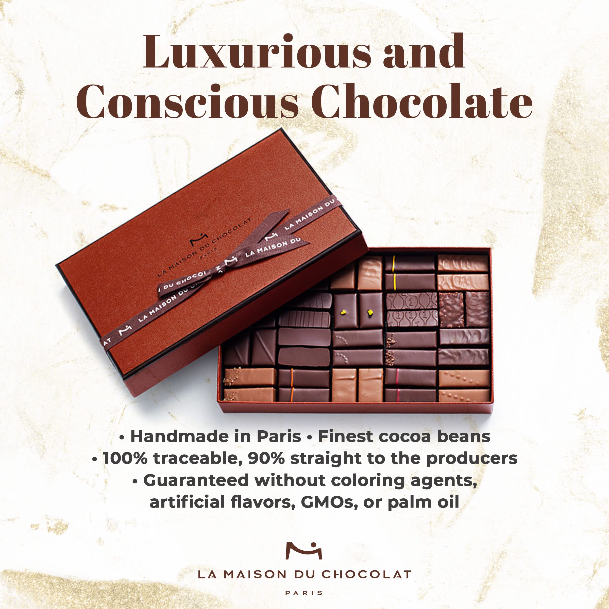 La Maison Du Chocolat Premium Dark & Milk Chocolate Gift Box - 40pc Gourmet French Chocolates for Holidays, Gifts & Special Occasions