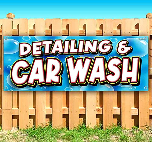 13 oz Heavy-Duty Vinyl Car Detailing & Wash Banner with Metal Grommets - Perfect for Auto Shops, Car Washes & Detailing Businesses