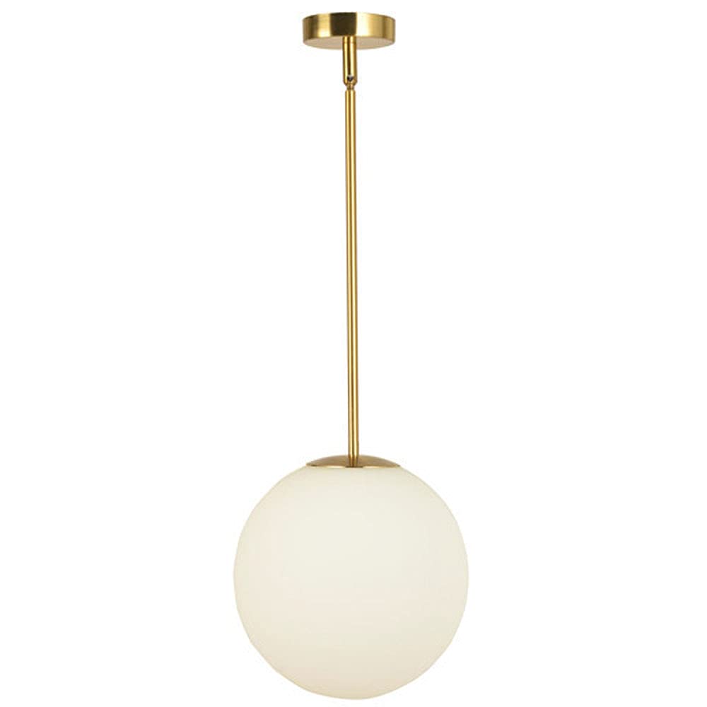 Modern Globe Pendant Light Fixture - Mid Century Chandelier with Adjustable White Glass Shade - Gold Hanging Lamp for Living Room, Bedroom & Dining Room Lighting - Perfect for Kitchen Island, Entryway and Home Decor