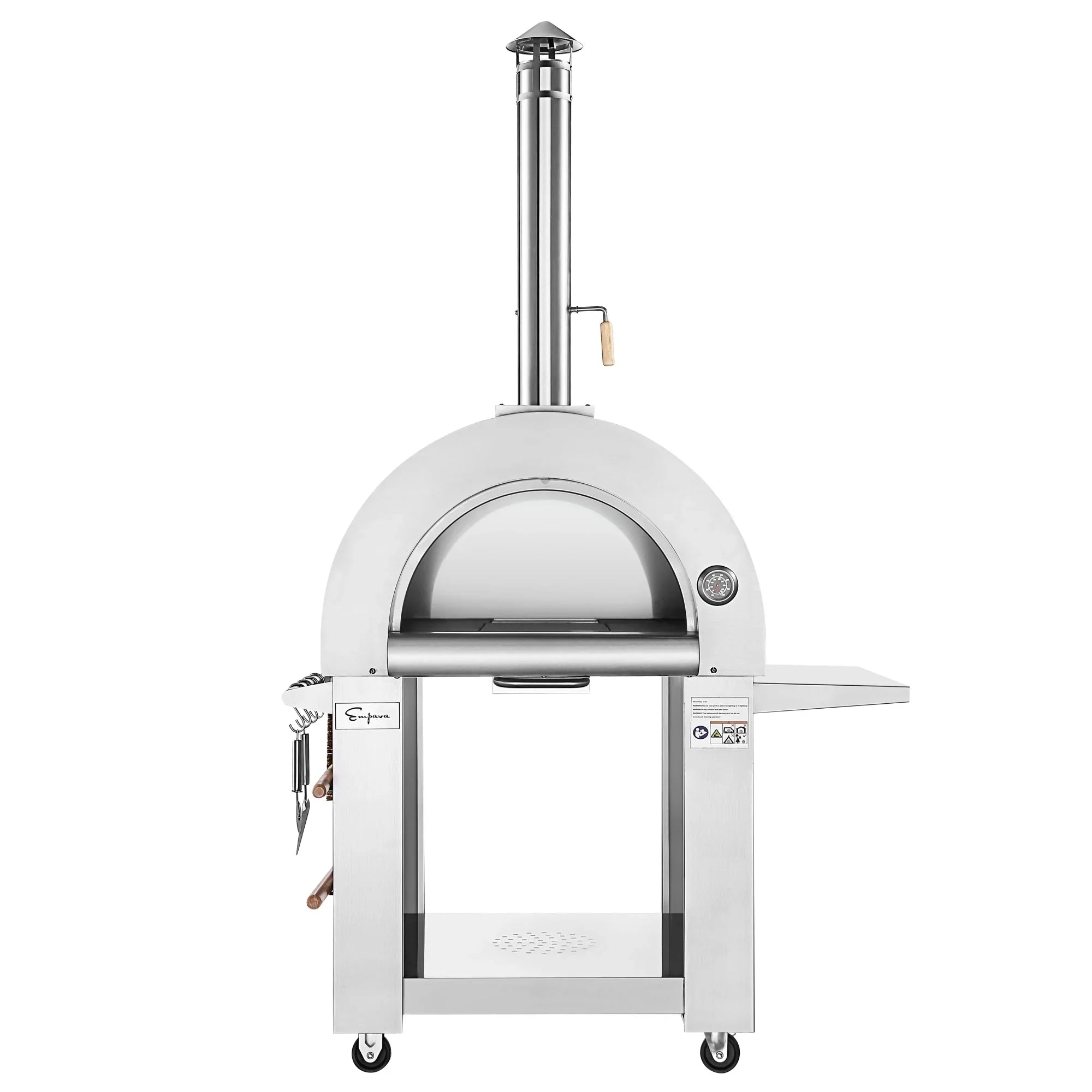 Empava Stainless Steel Outdoor Wood Fired Pizza Oven with Collapsible Side Table (PG05) - Perfect for Backyard BBQs, Patio Parties & Authentic Italian Pizza Making