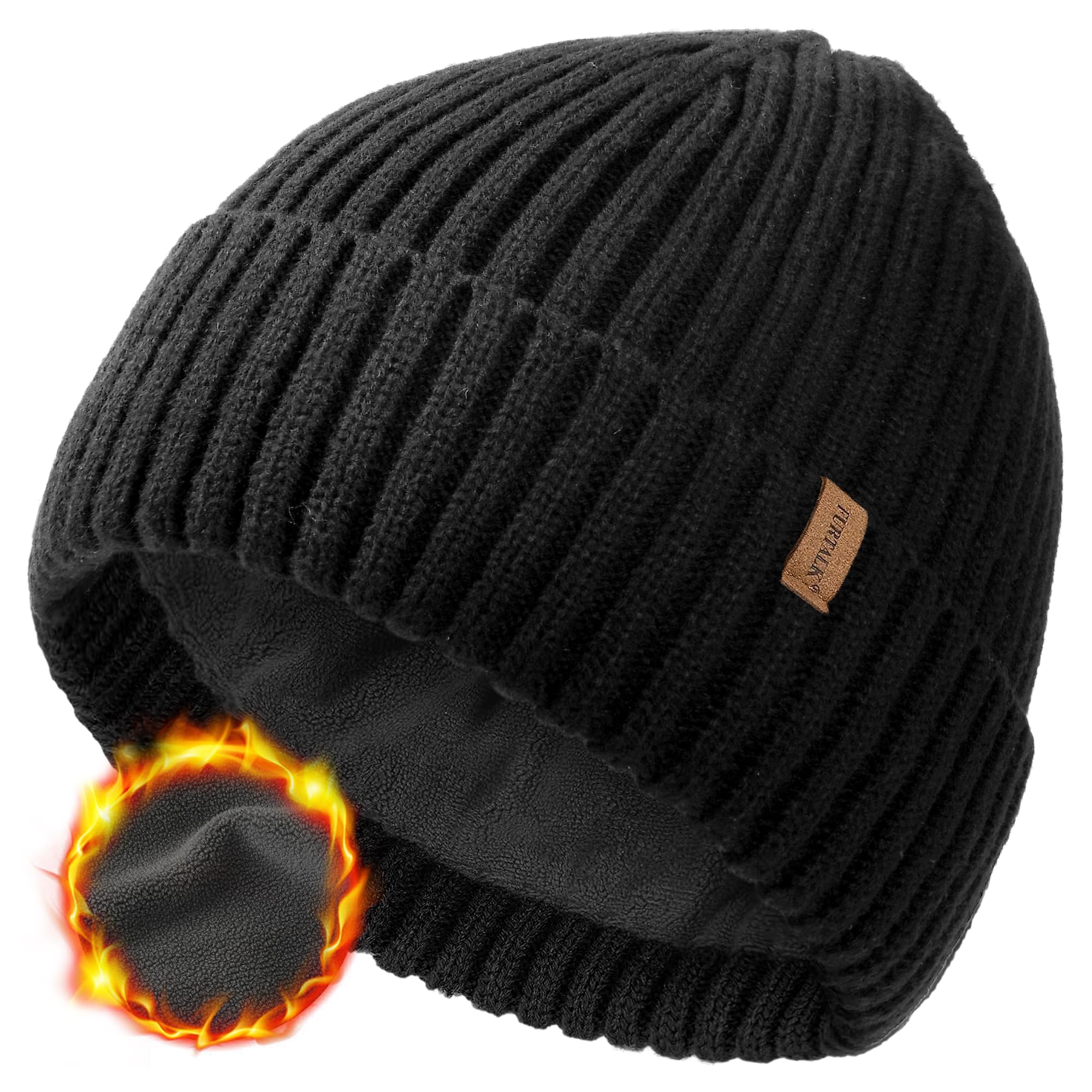 FURTALK Unisex Fleece Lined Winter Beanie Hat - Warm Thermal Knit Skull Cap for Men & Women | Perfect for Skiing, Snowboarding & Cold Weather Activities