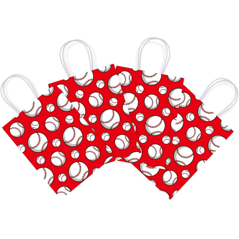 16-Piece Baseball Themed Party Favor Bags - Baseball Pattern Gift Bags for Birthday Decorations, Candy Treats & Goodie Bags - Perfect for Kids & Adults Baseball Parties, Baby Showers & Sports Themed Events