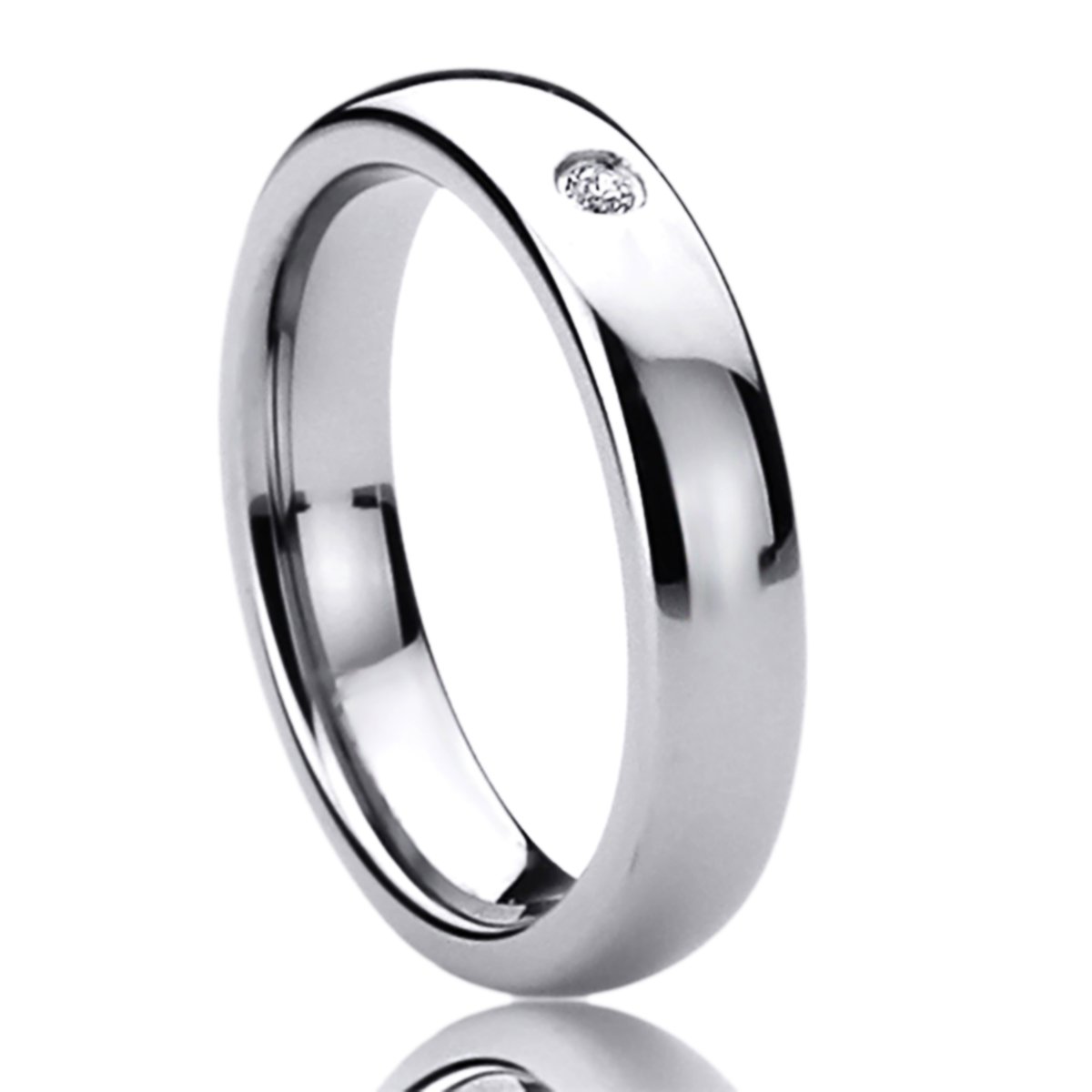 Prime Pristine 4mm Stainless Steel Wedding Band Ring for Women - Durable CZ Accented Promise Ring, Anniversary Gift for Her - Perfect for Weddings, Engagements & Special Occasions
