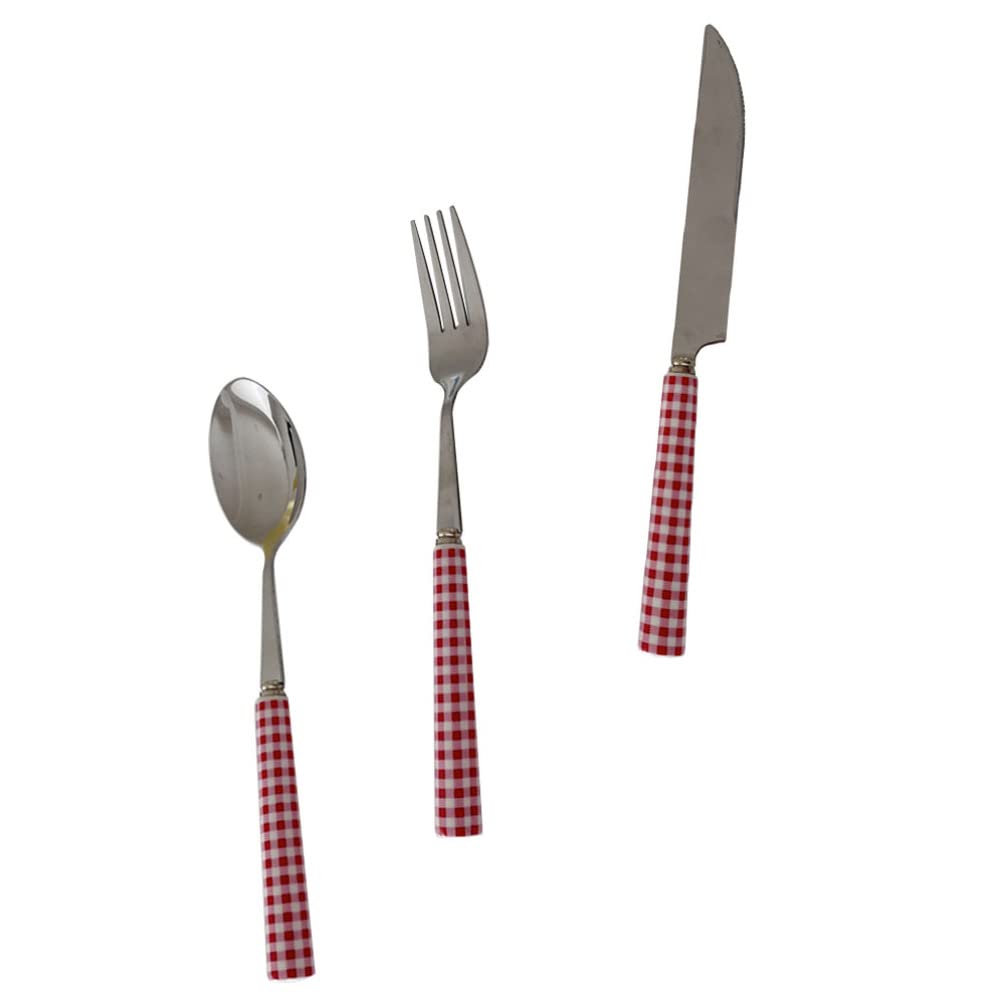 Premium Stainless Steel Steak Cutlery Set - 1 Set Ceramic Handle Silverware with Cake Server & French Style Spoons - Elegant Tableware for Fine Dining, BBQ Parties & Home Decor