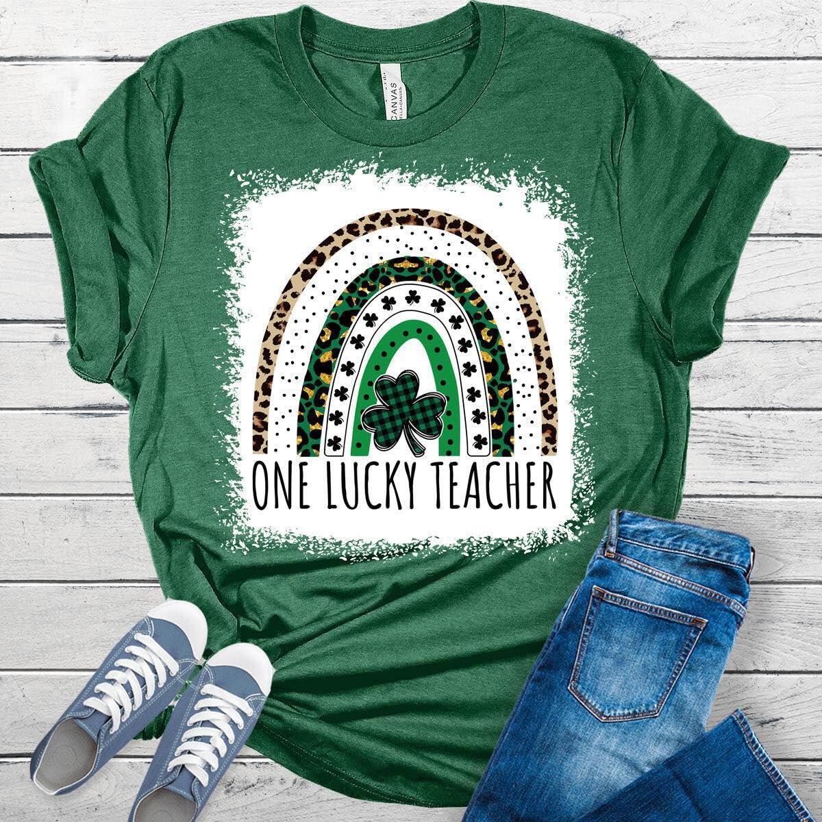 One Lucky Teacher St. Patrick's Day T-Shirt - Funny Irish Apparel for Educators, School Staff & Proud Teachers - Perfect for Classroom, Parties & March Celebrations