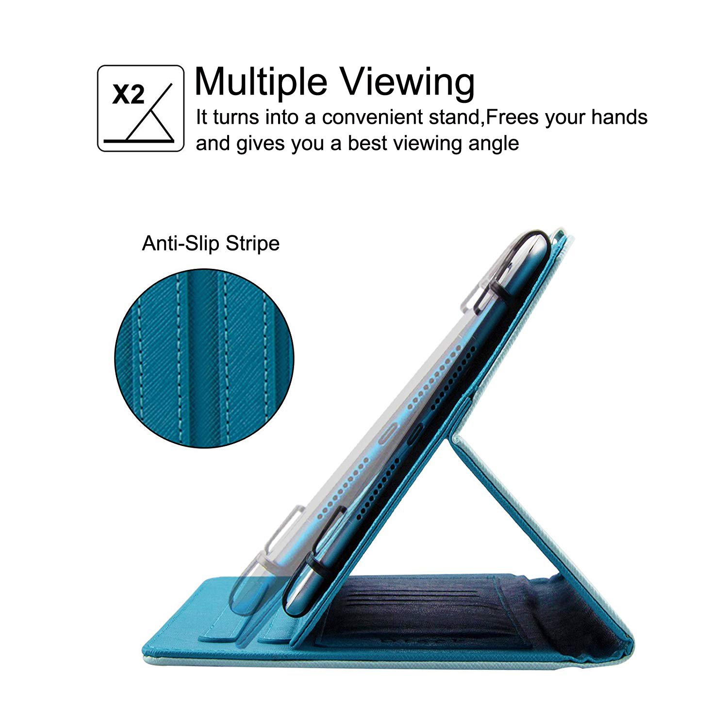 10 Inch Universal Tablet Case - Premium Leather Folio Stand Cover with Pocket for iPad, Galaxy, Kindle, Huawei, Lenovo, Android & Dragon Touch 9.6-10.5