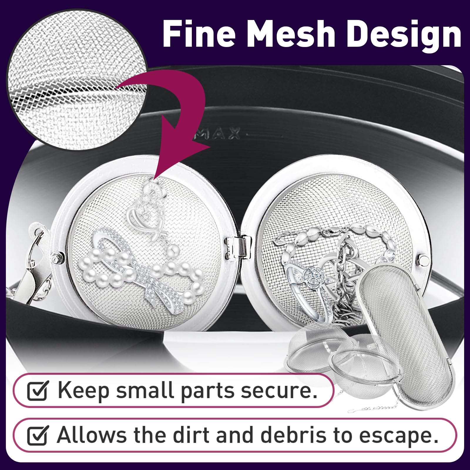 3-Pack Stainless Steel Parts Washer Basket for Ultrasonic Jewelry Cleaning - Durable Small Parts Organizer for Jewelry, Watches & Eyeglasses - Perfect for Home & Professional Use