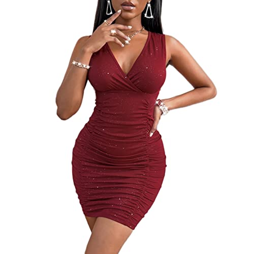 Stylish Plus Size Women's Bodycon Dress - Deep V Neck Hip Wrap Cocktail Party Evening Dress for Vacation & Night Out | Perfect for Club, Date Night & Special Events