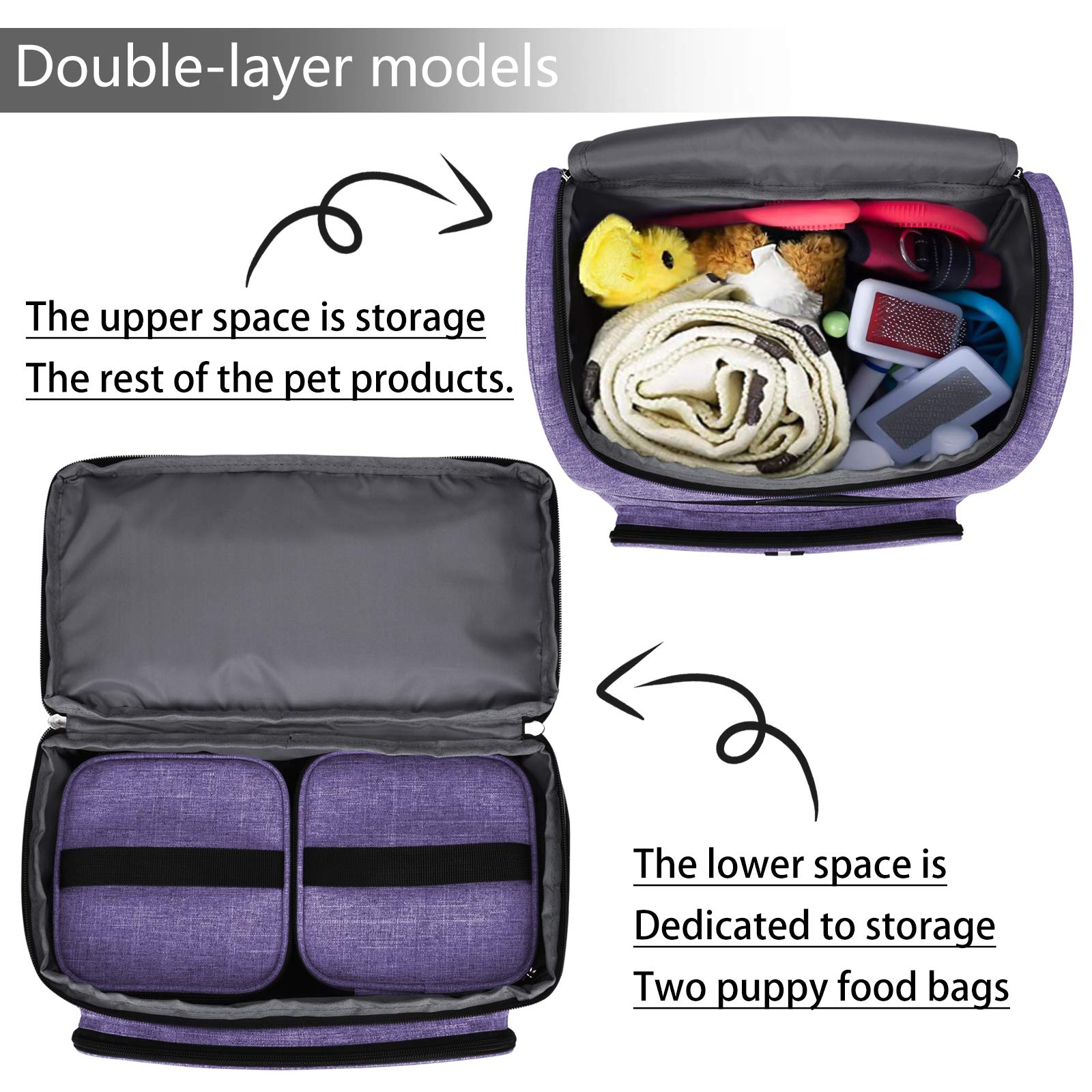BAGLHER Pet Travel Backpack with Bowls - Purple for Dog & Cat Outings
