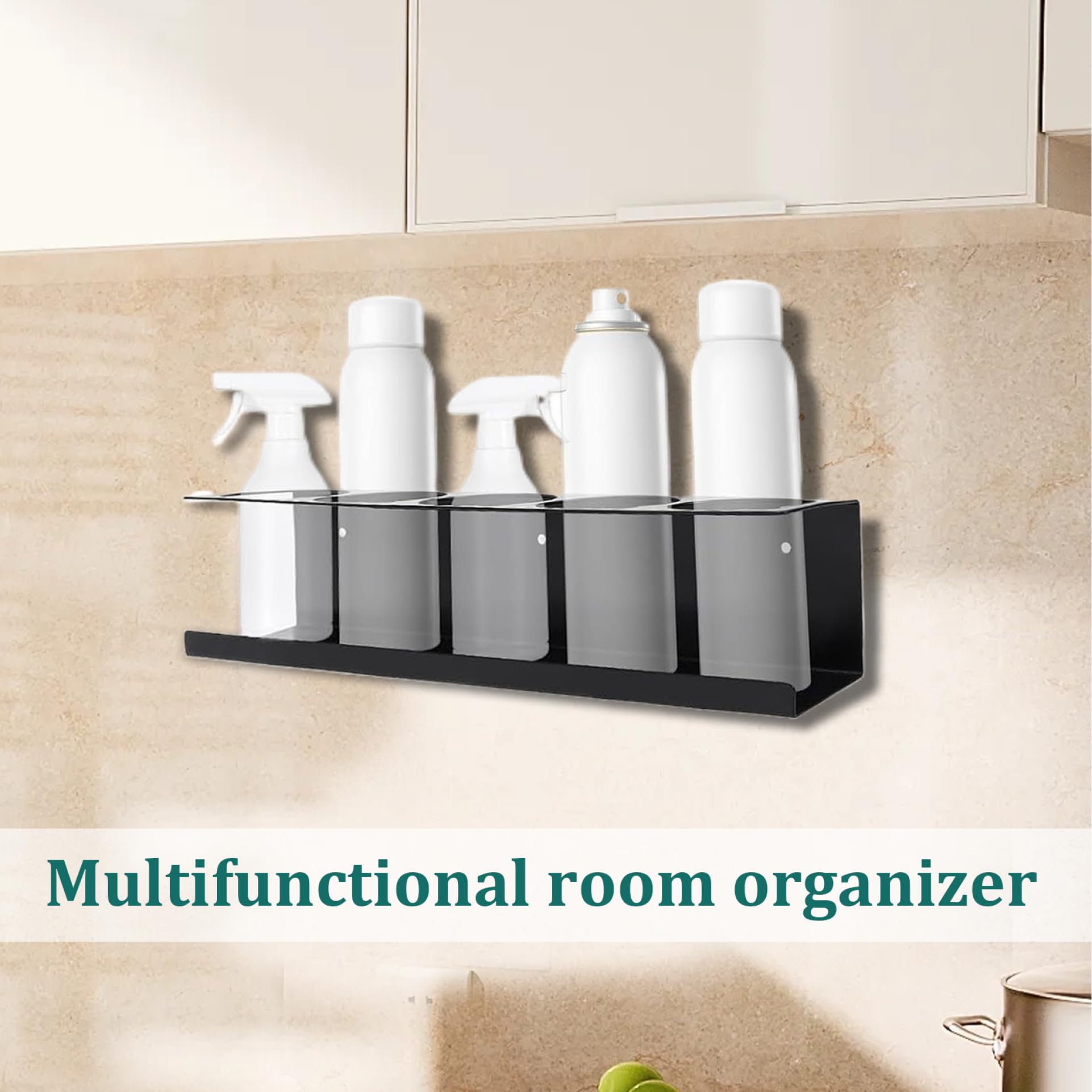 Wall Mount Spray Bottle Holder with 5 Can Capacity & 6 Slots - Heavy Duty Metal Aerosol Can Organizer for Garage, Workshop, and Workspace - Perfect for Storing Cleaning Supplies, Air Tools, and Automotive Products