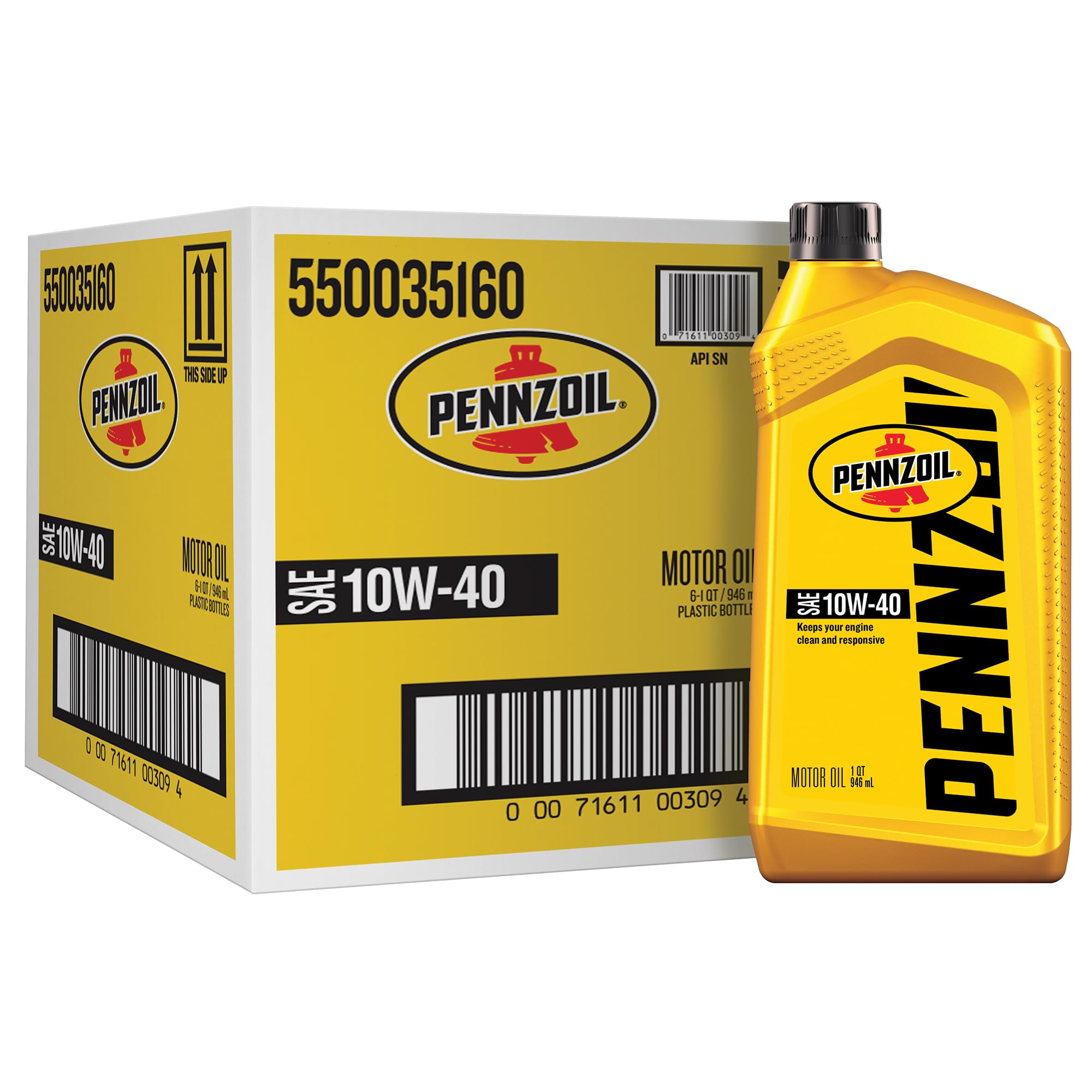 Pennzoil 10W-40 Full Synthetic Motor Oil - 6 Pack (1 Quart Each) - High Performance Engine Protection for Cars, Trucks & SUVs - Ideal for Daily Commuting, Highway Driving & Extreme Temperatures