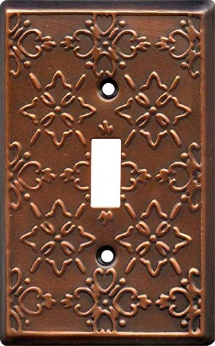 Baroque Antique Copper Light Switch Cover Plate - 1 Toggle Size (3.125
