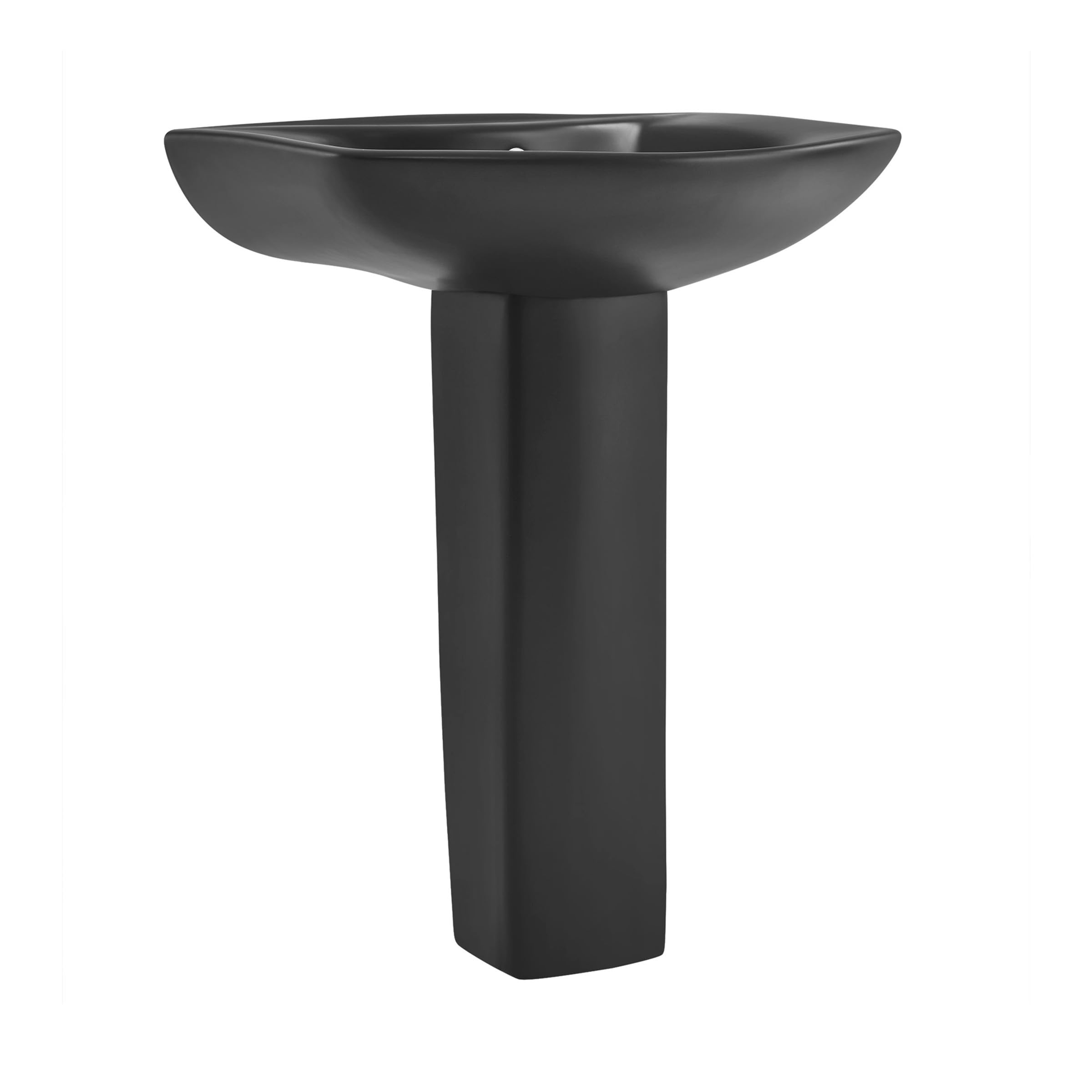 Chateau Two-Piece Round Pedestal Sink in Matte Black - Modern Bathroom Vanity for Small Spaces | Perfect for Powder Rooms & Guest Baths