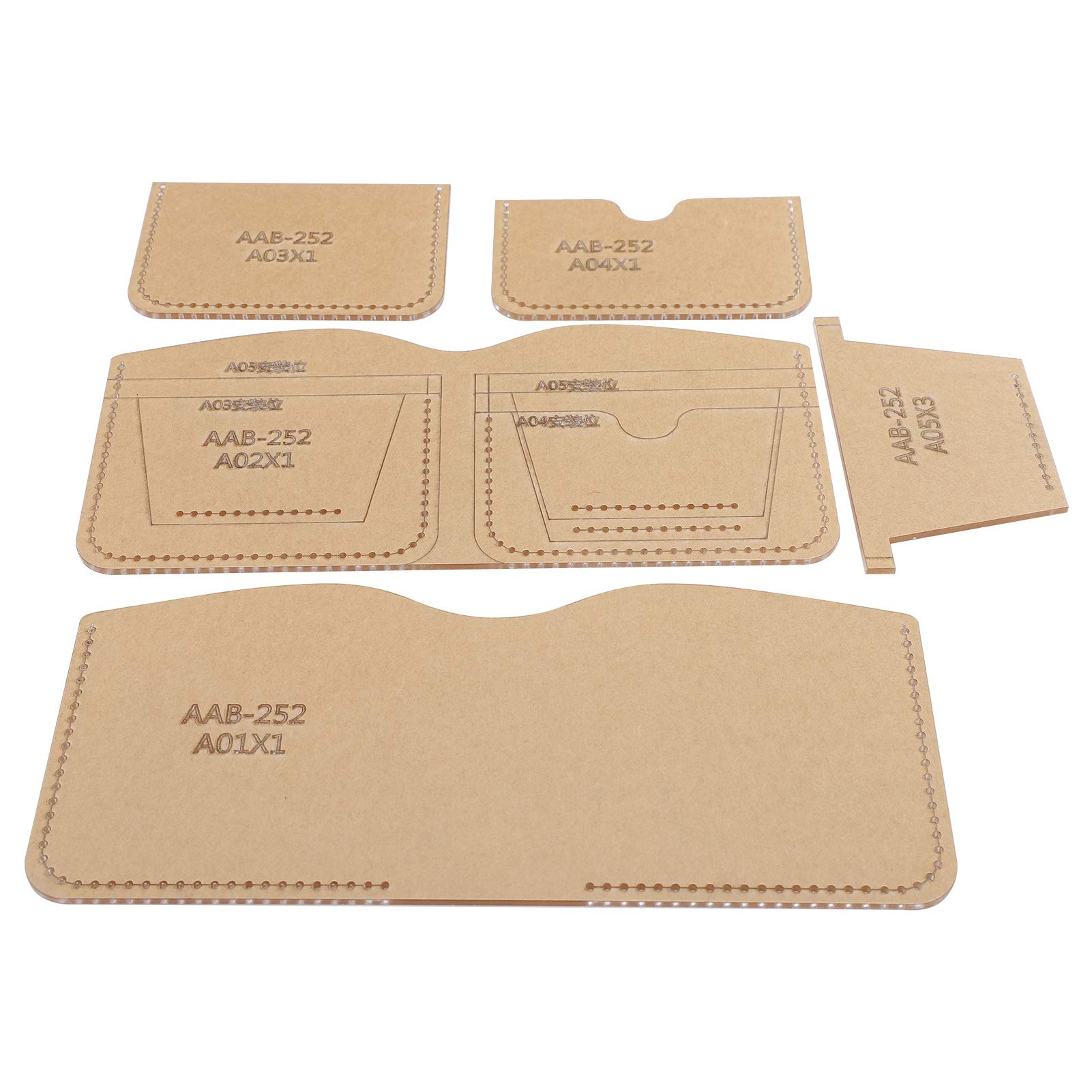 5PCS Clear Acrylic Wallet Stencil Templates - Leather Craft Pattern Guide for DIY Wallet Making | Perfect for Leatherworking, Card Holder Crafting & Gift Projects