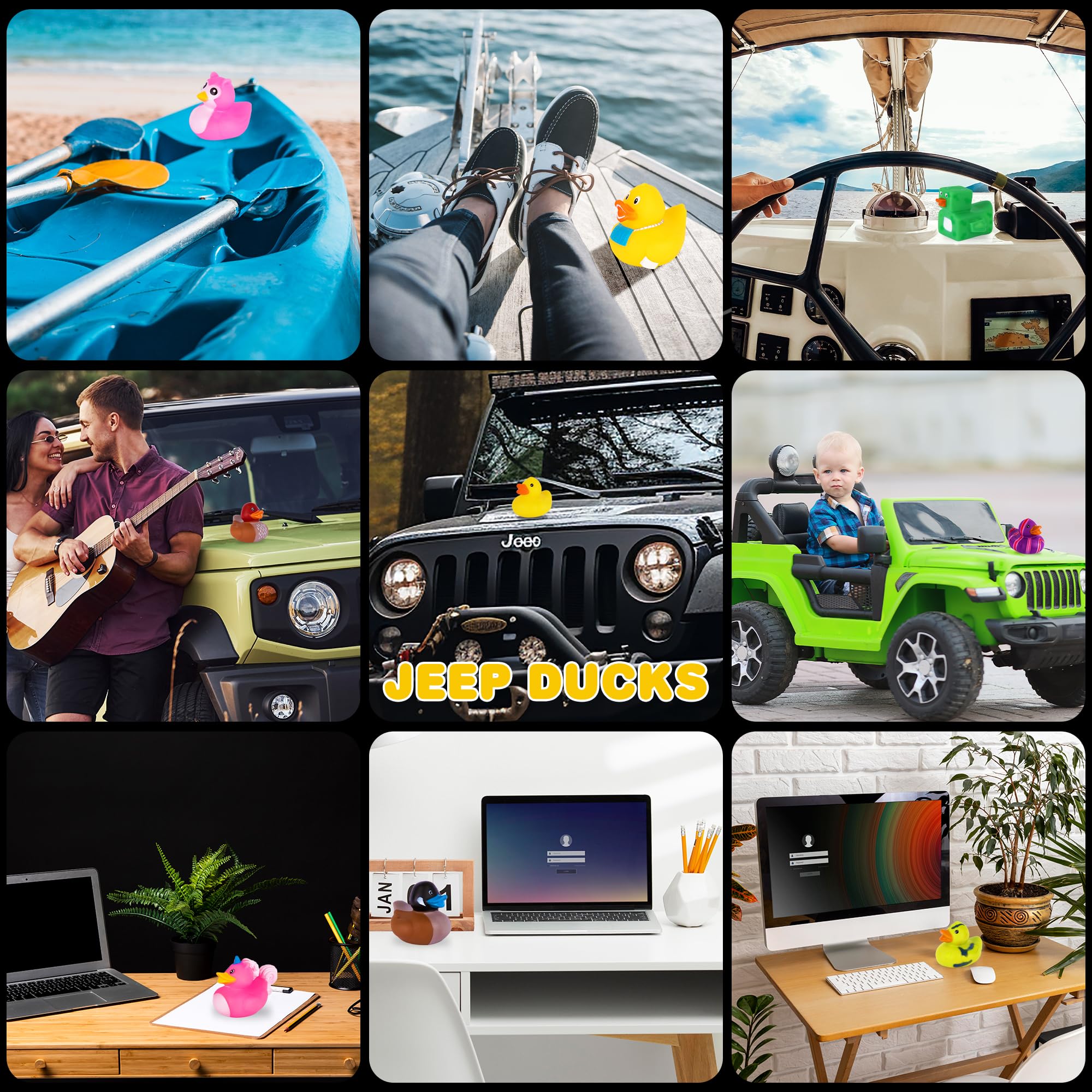 ArtCreativity 12 Pack Rubber Duckies for Jeep Ducking - Fun Bulk Rubber Ducks with 17 Unique Designs, Perfect for Jeep Accessories, Bathtub Toys, Kids Birthday Party Favors & Carnival Prizes - Great for Outdoor Adventures, Pool Parties & Surprise Gifts