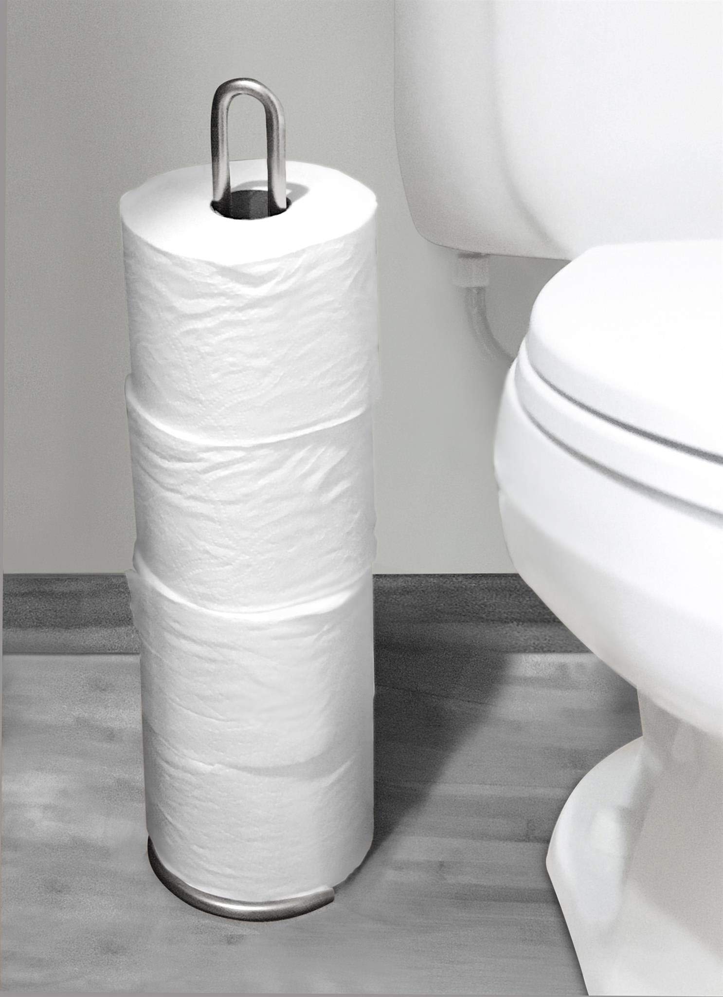 Chrome Toilet Paper Holder with Rounded Design - Durable Metal Bathroom Tissue Roll Stand for Home, Office, or RV - Perfect for Modern and Minimalist Decor