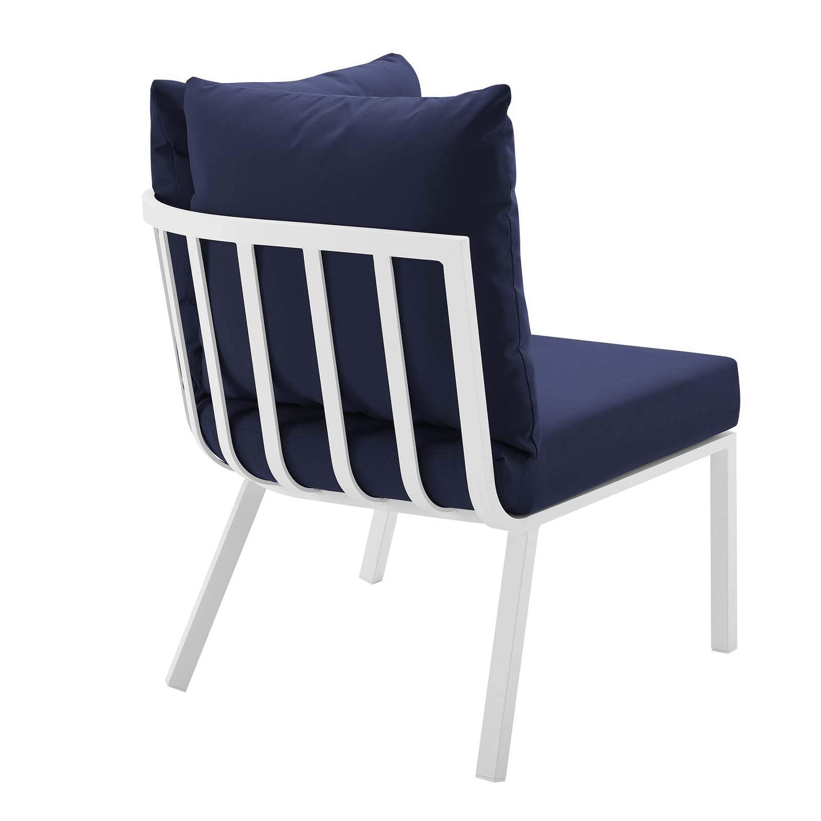 Modway Riverside 4-Piece Outdoor Patio Furniture Set - White & Navy - Perfect for Backyard, Poolside & Garden Relaxation