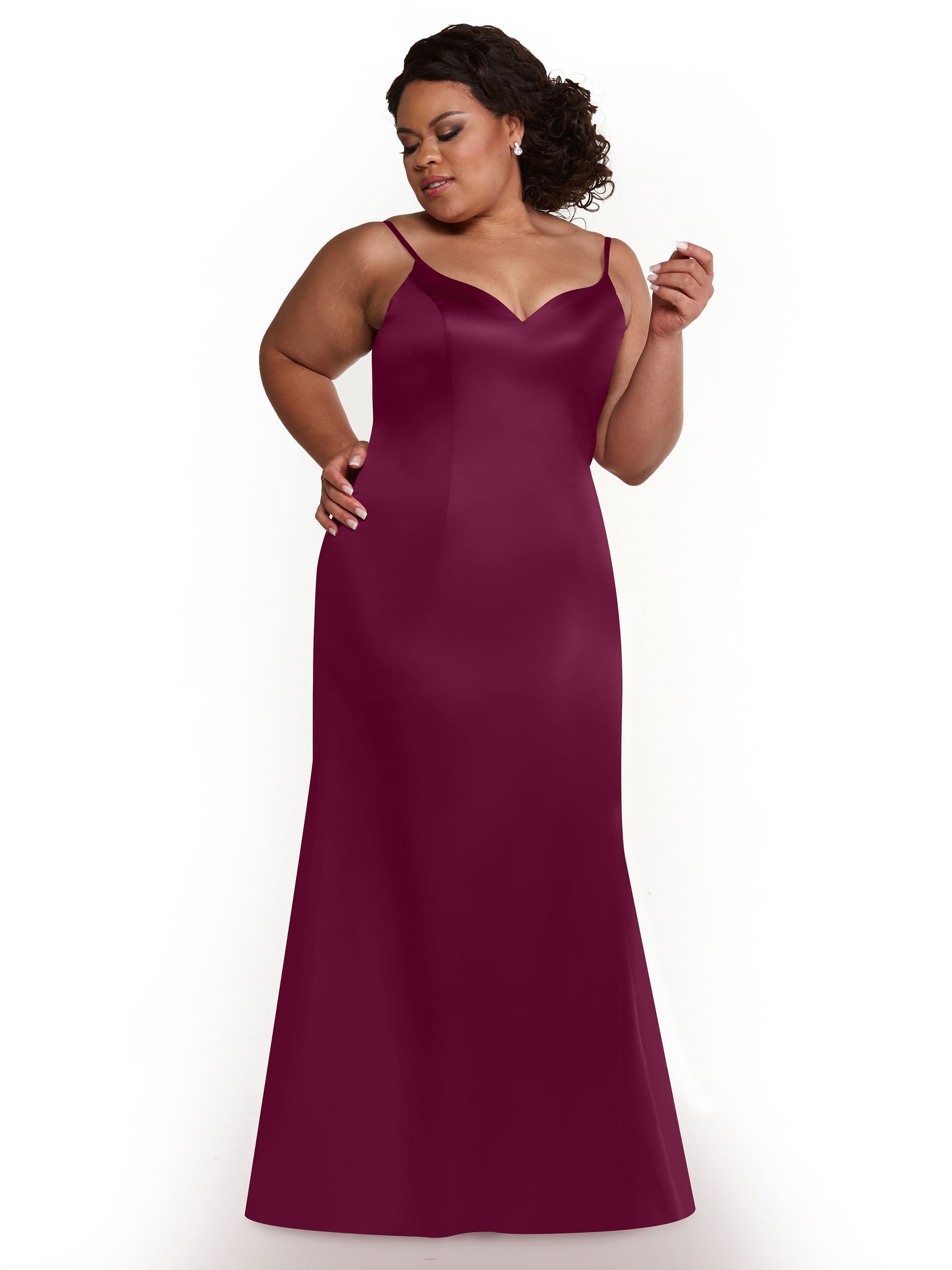 Elegant Fit and Flare Satin Bridesmaid Dress with Thigh High Slit - Perfect for Weddings, Prom, and Formal Events