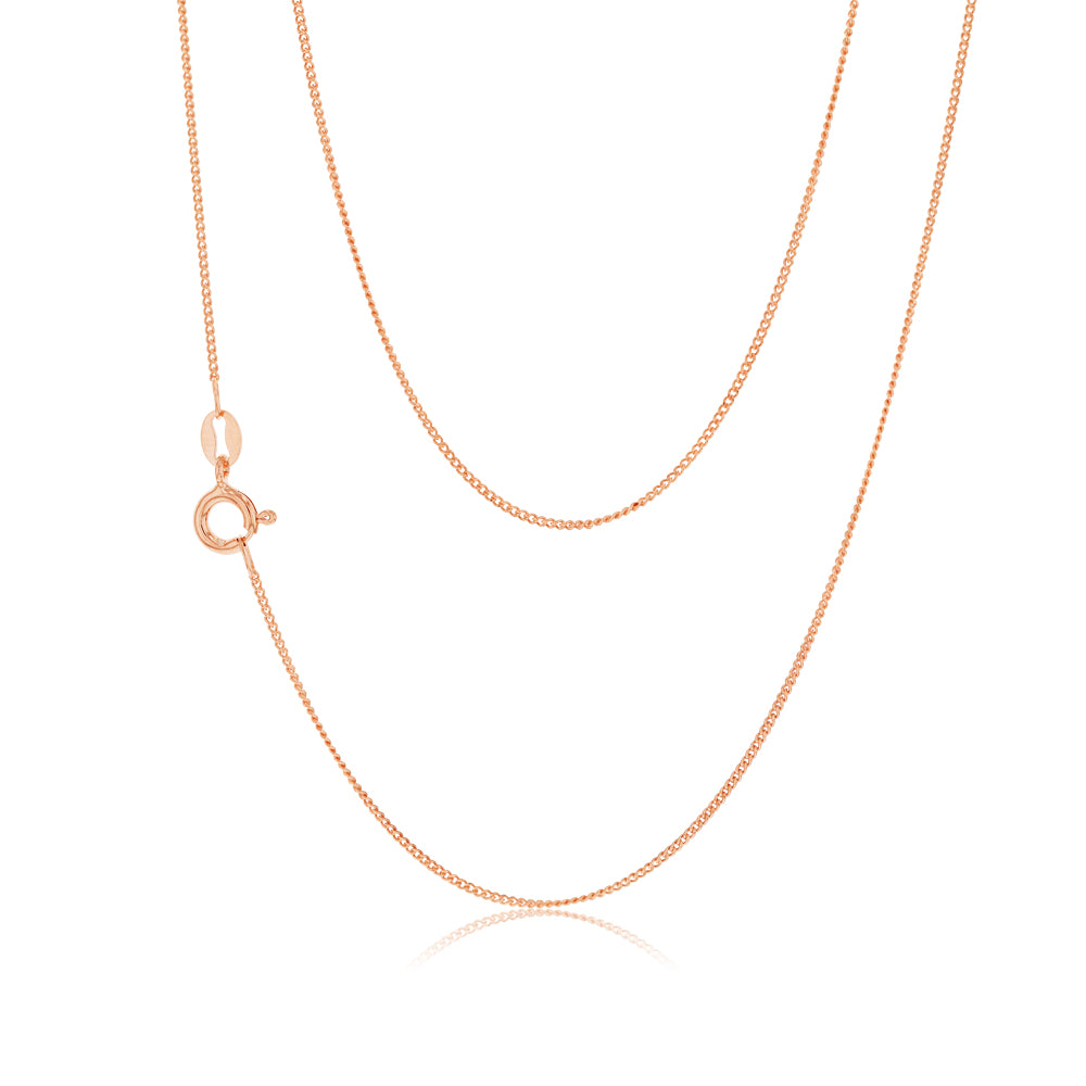 45cm Sterling Silver & Rose Gold Plated Curb Link Chain Necklace for Women - Elegant Layering Piece for Everyday Wear & Special Occasions